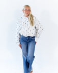 Brixley Polka Dot Bubble Hem Hoodie