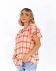 Enzo Plaid Lined Blouse