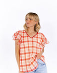 Enzo Plaid Lined Blouse