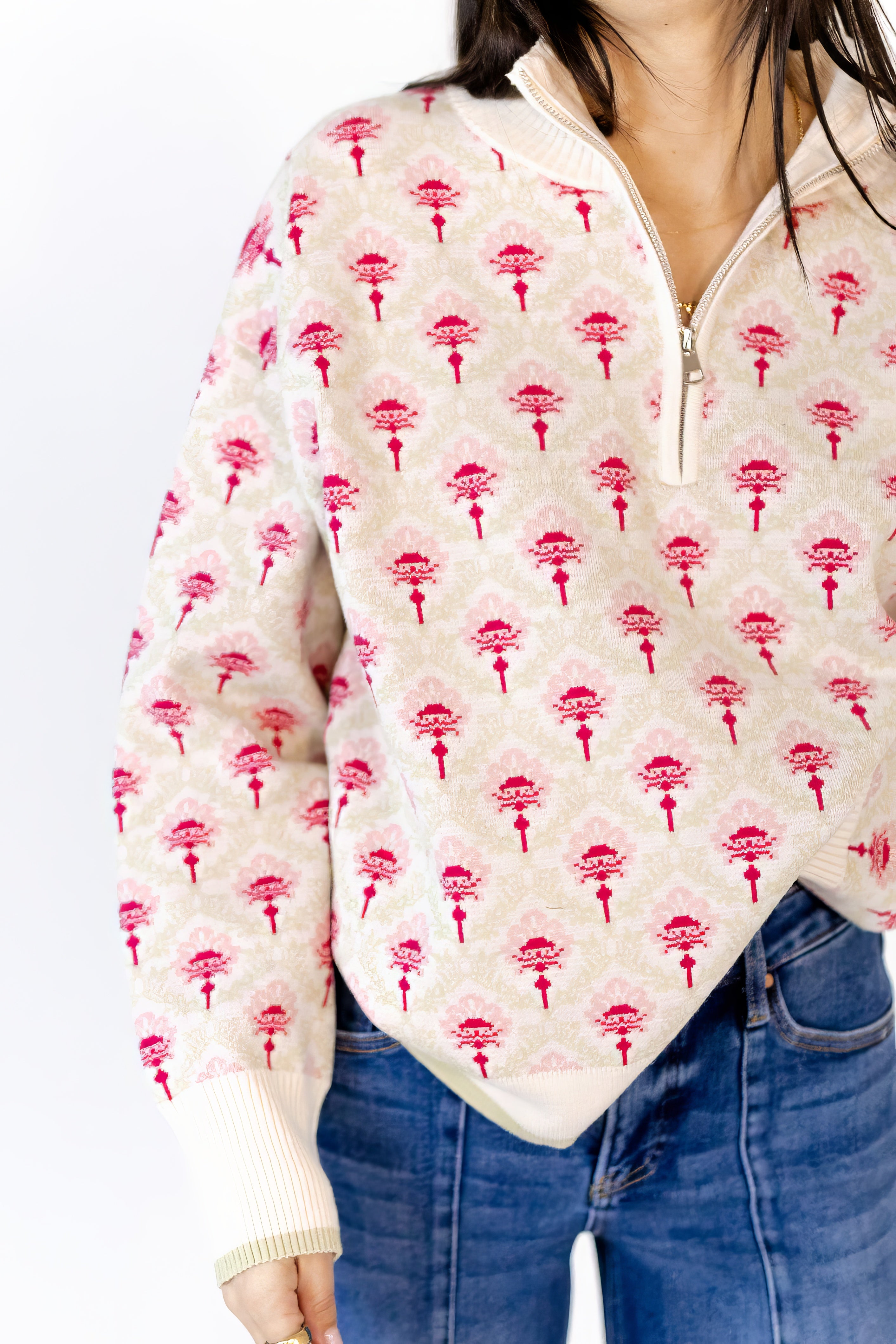 Wilkey Mosaic Half-Zip · Oat