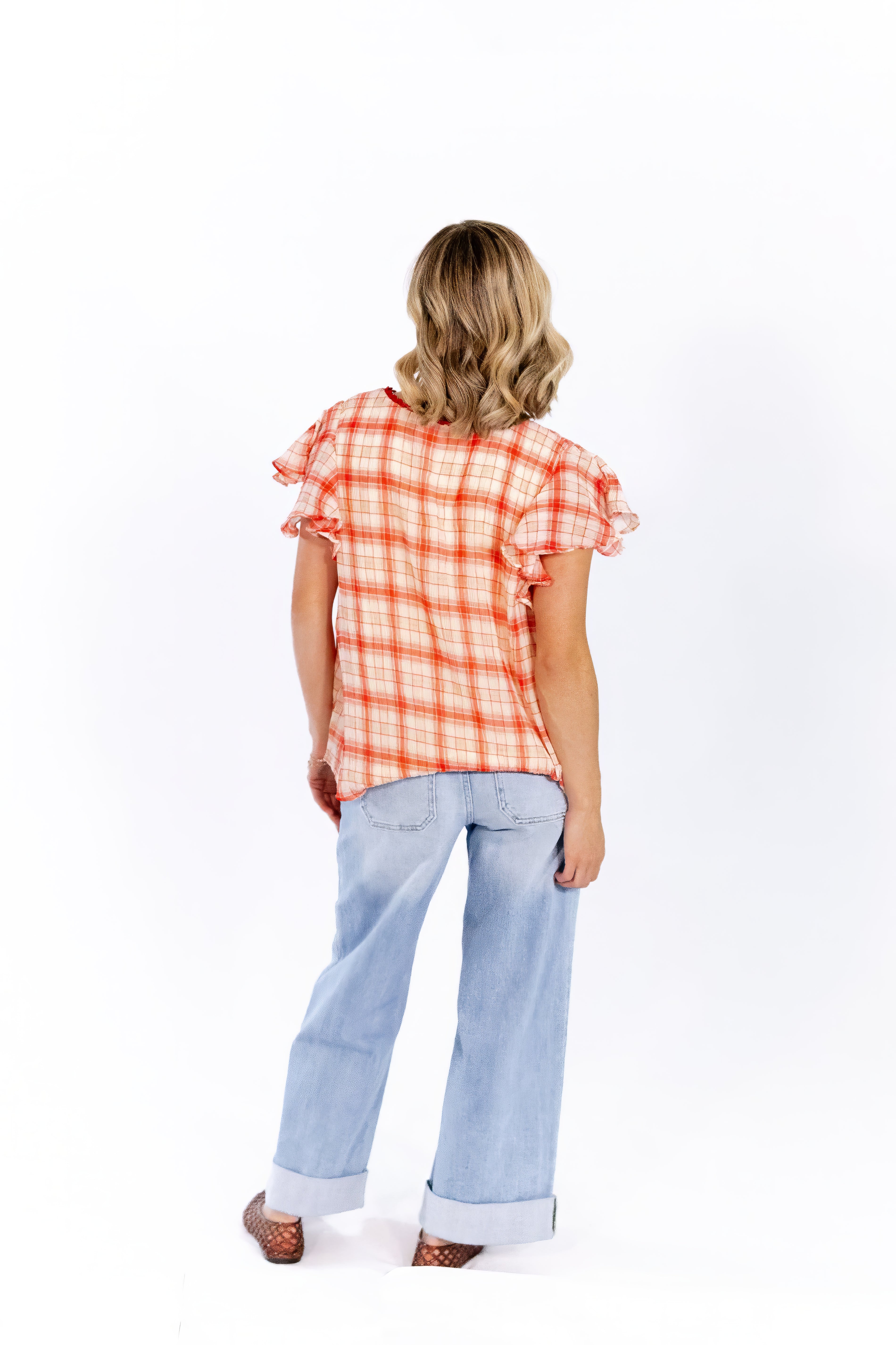 Enzo Plaid Lined Blouse