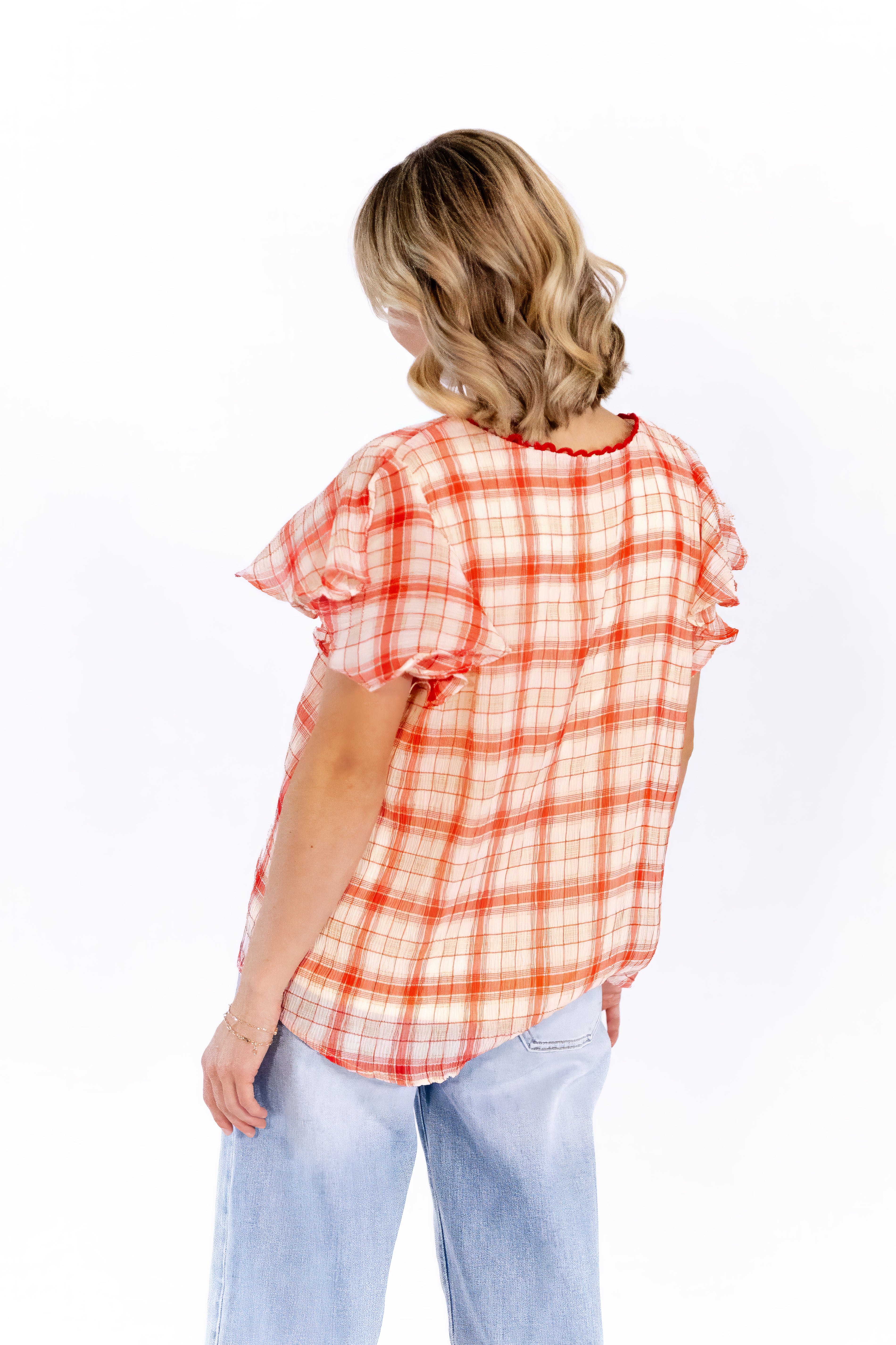 Enzo Plaid Lined Blouse