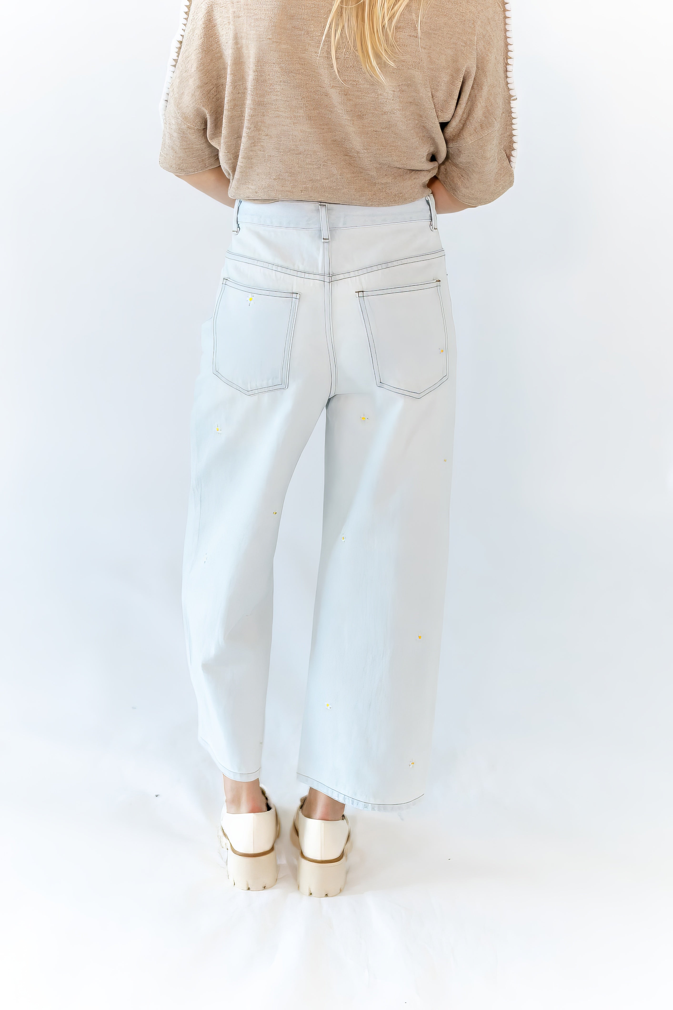 Cassie Embroidered Flower Denim