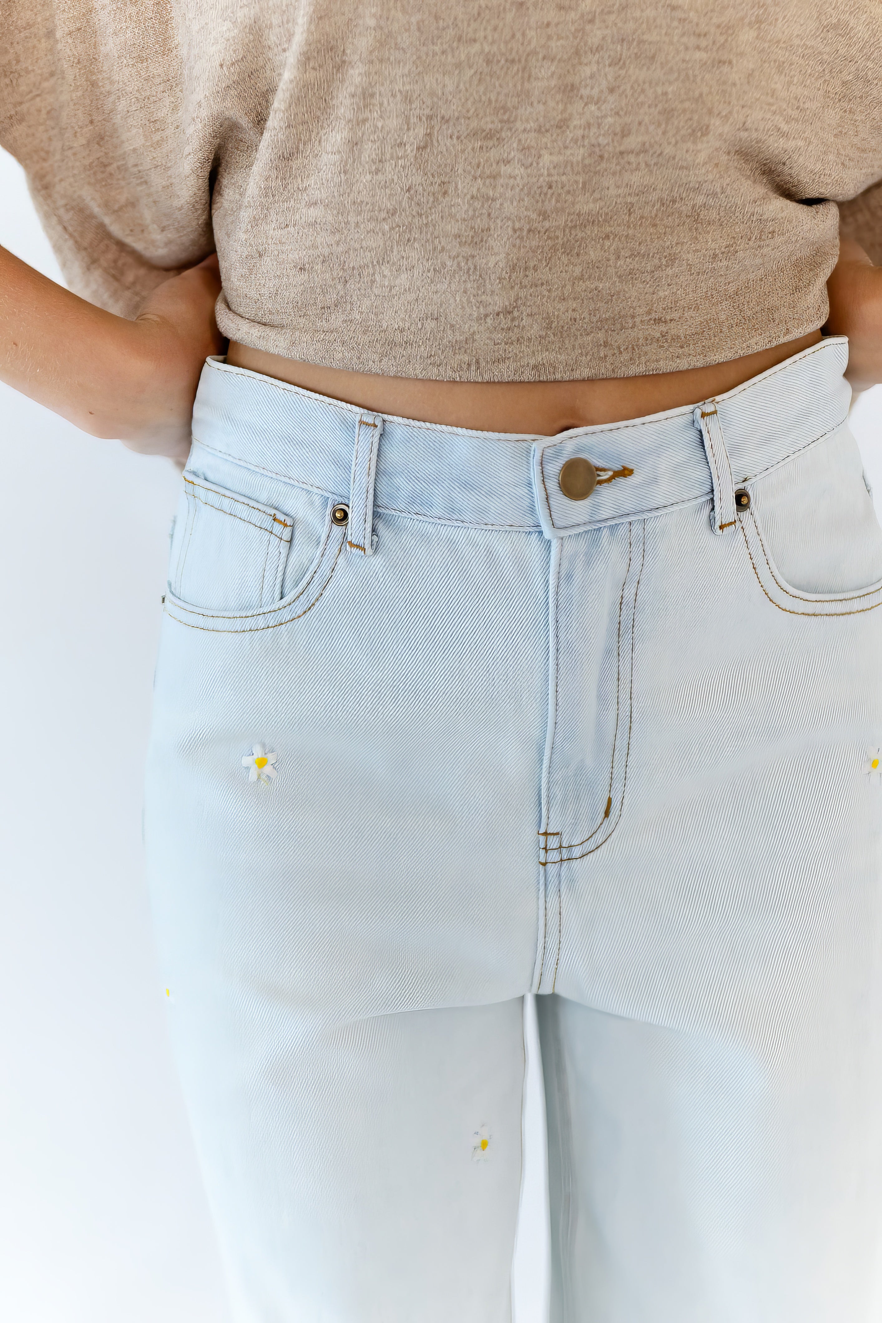 Cassie Embroidered Flower Denim