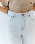 Cassie Embroidered Flower Denim