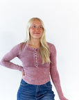 Riley Mineral Washed Henley · Maroon