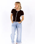 Coraline Ribbed Top · Brown