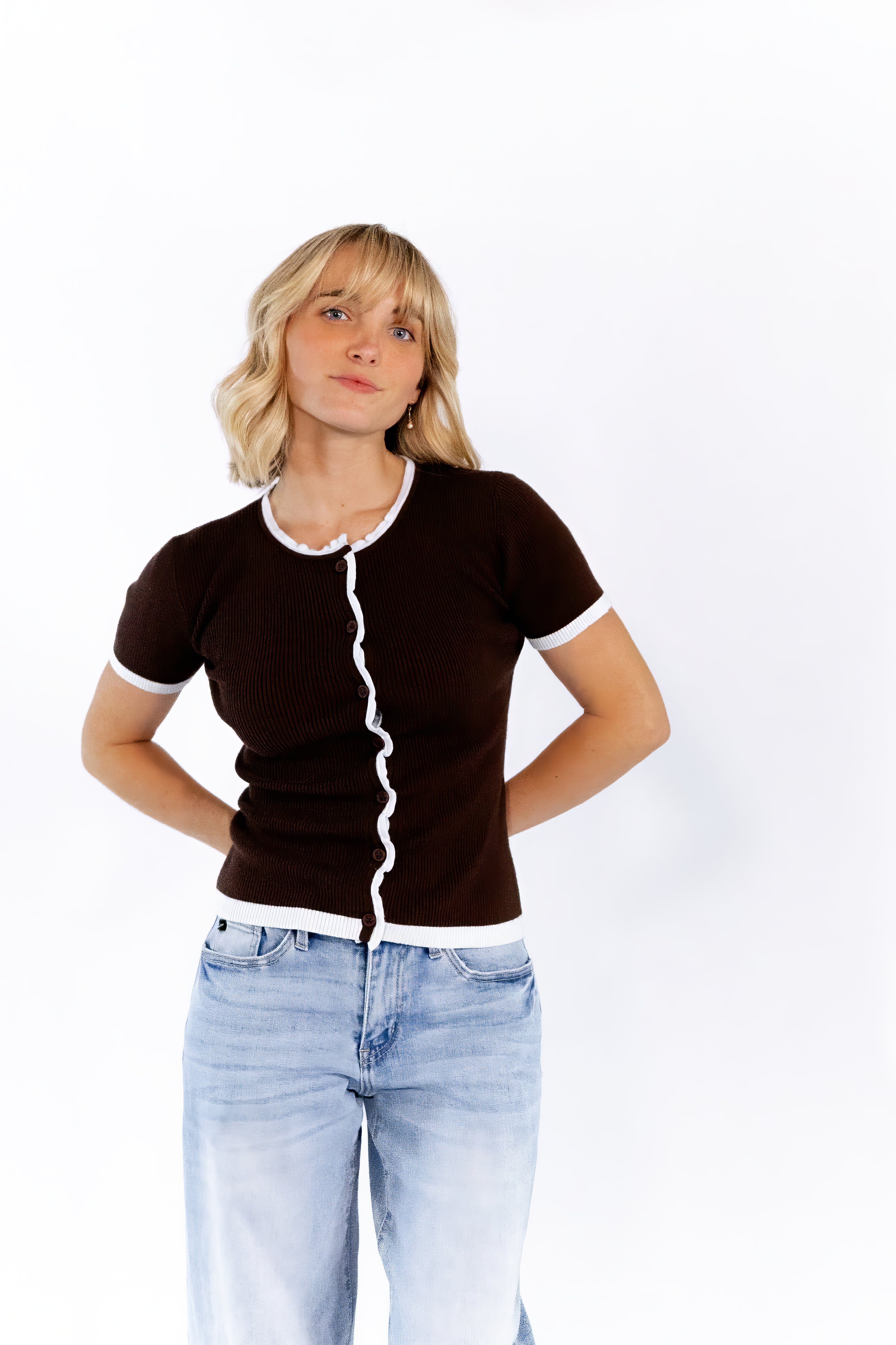 Coraline Ribbed Top · Brown