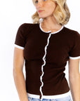 Coraline Ribbed Top · Brown