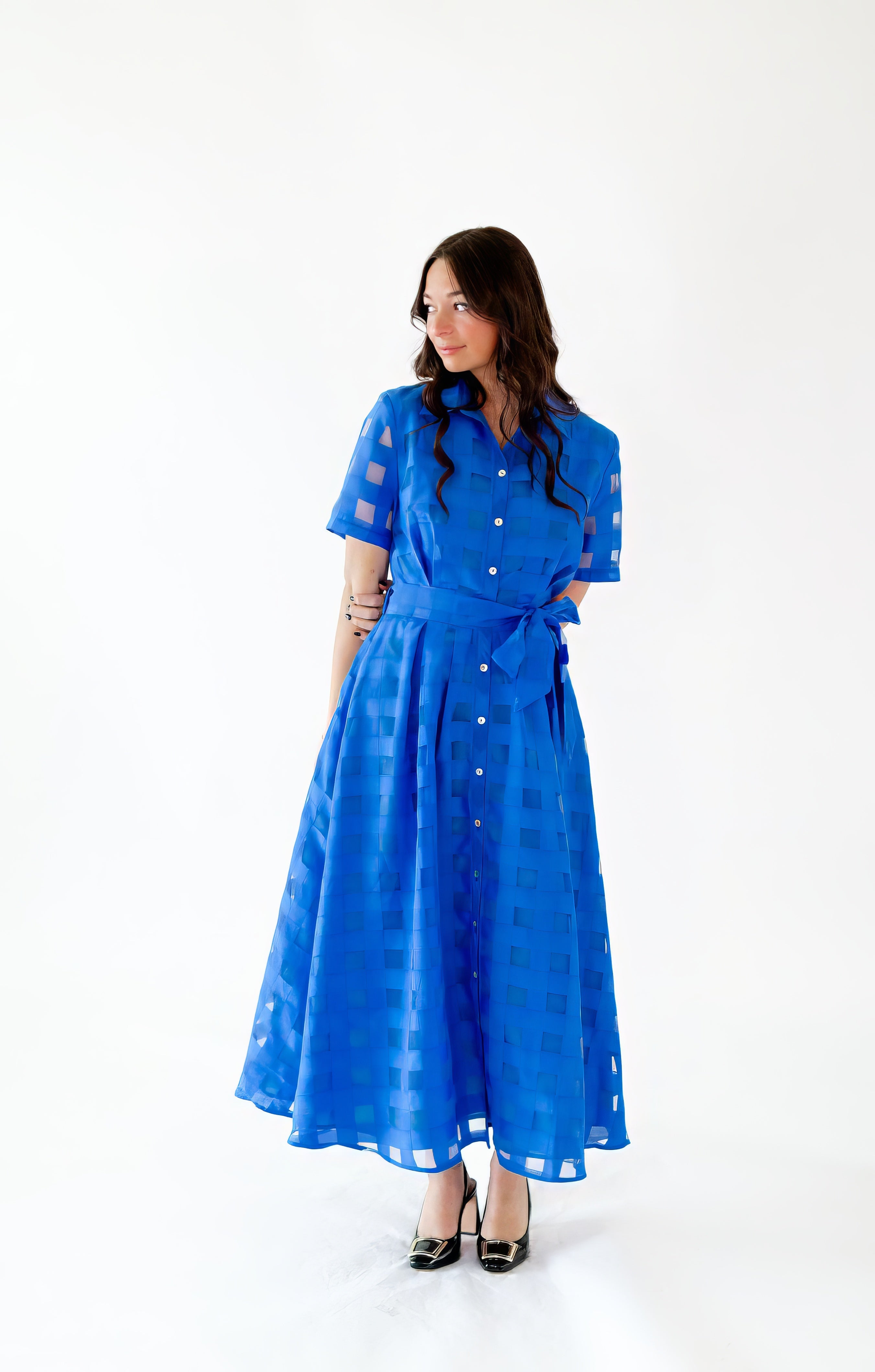 Elowen Windowpane Shirt Dress