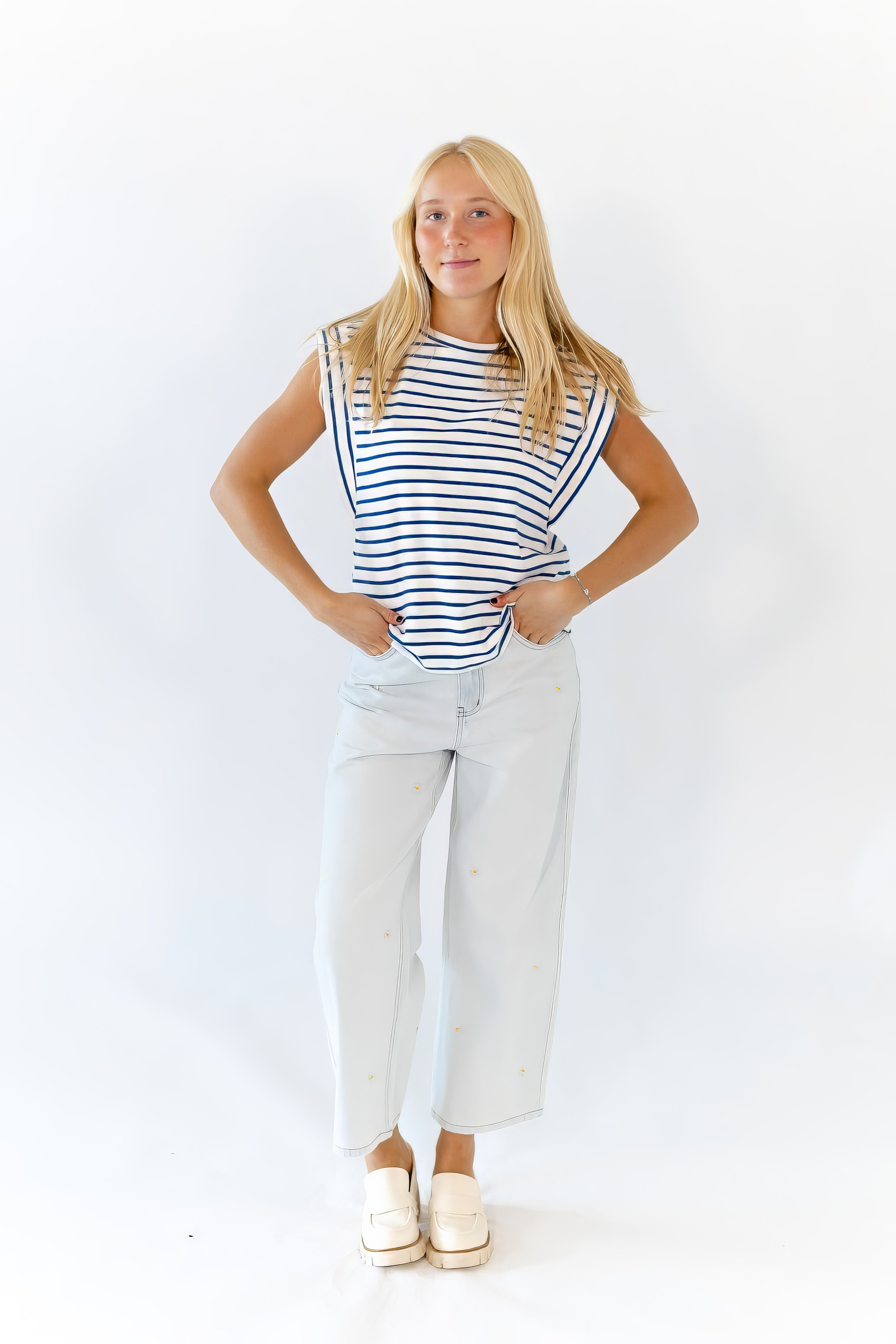 Leenah Striped Muscle Tee