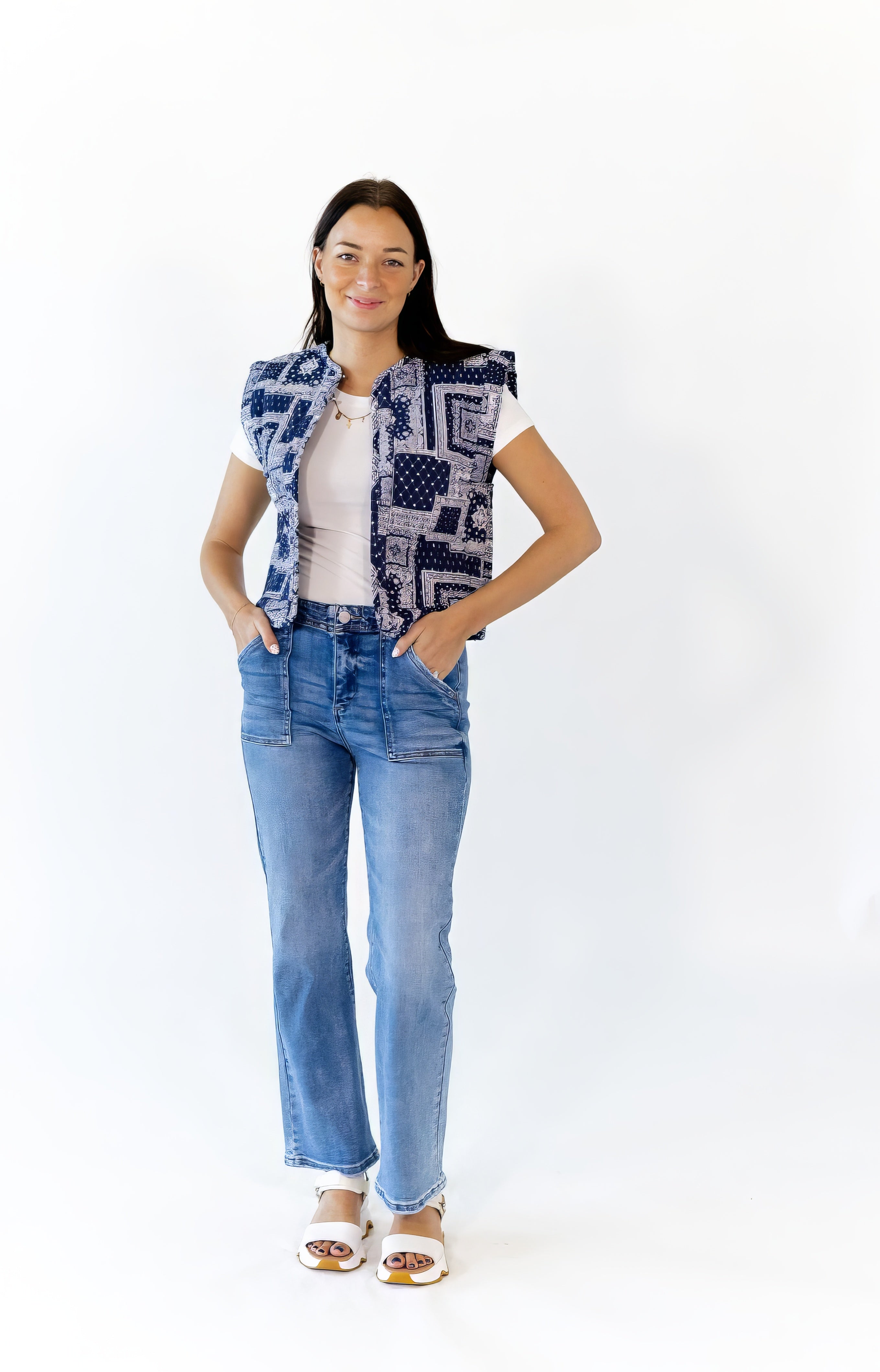Alma Bandana Print Quilted Vest