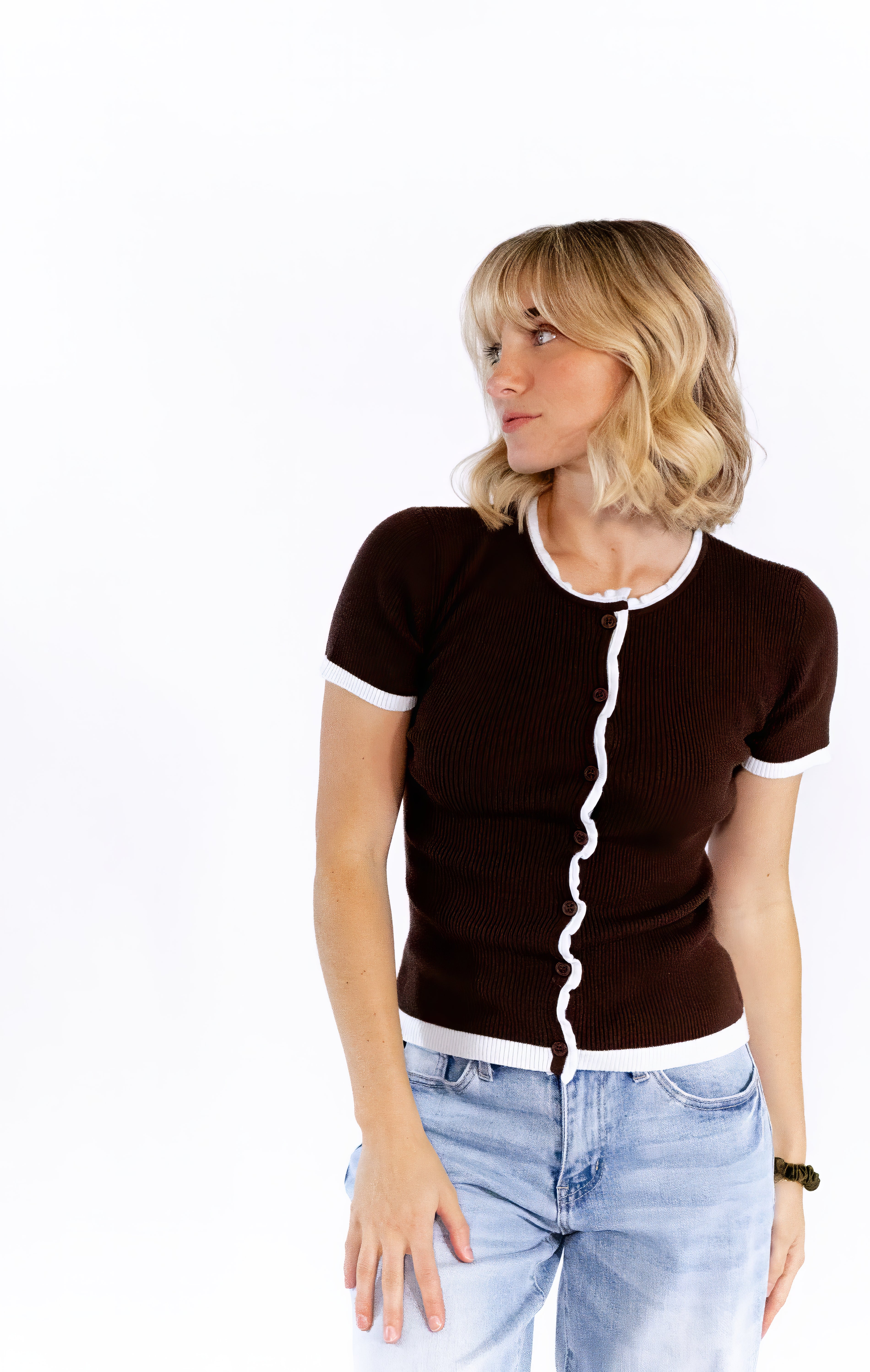 Coraline Ribbed Top · Brown