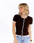 Coraline Ribbed Top · Brown