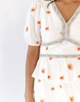Nappa Embroidered Tiered Dress