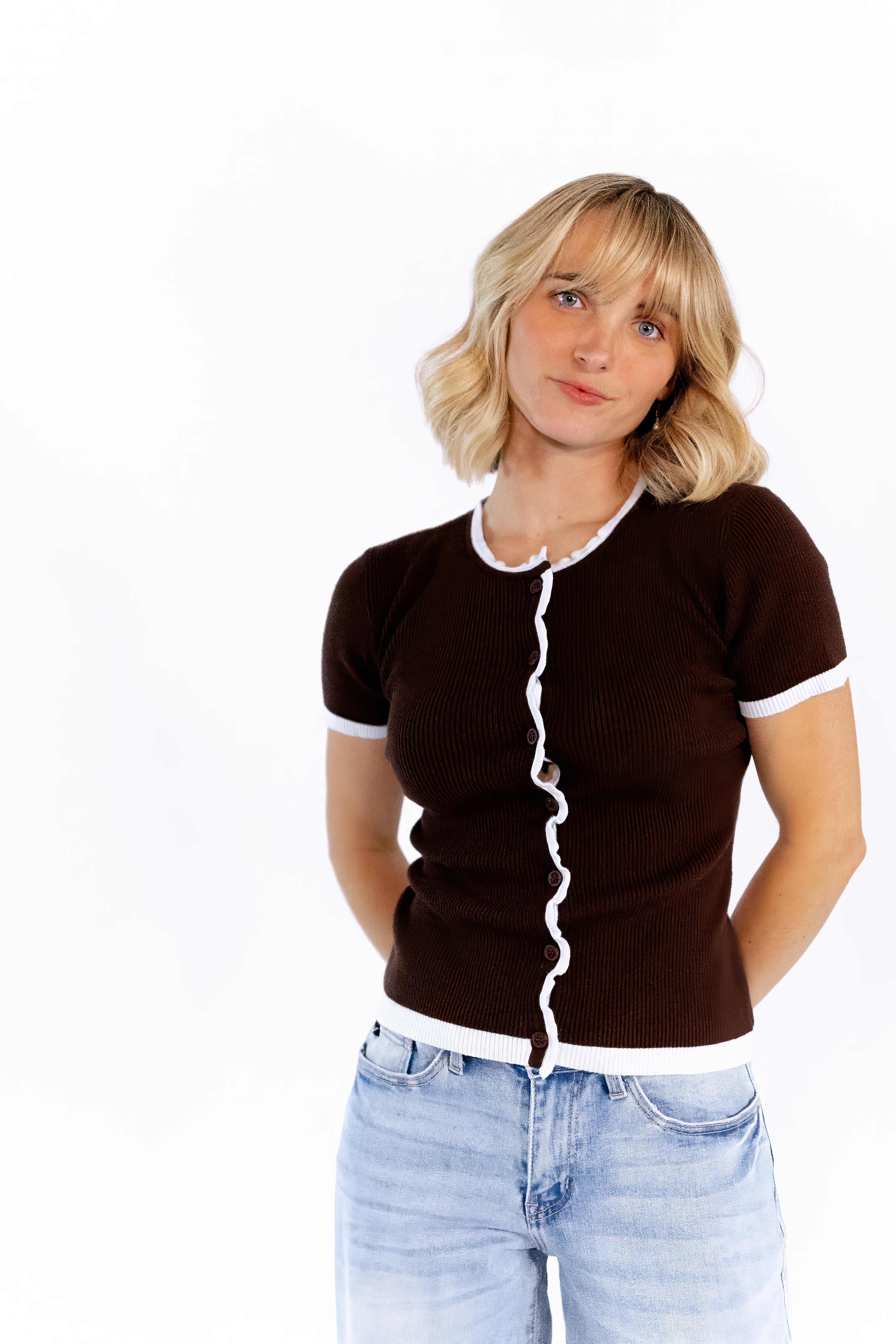 Coraline Ribbed Top · Brown