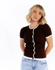 Coraline Ribbed Top · Brown