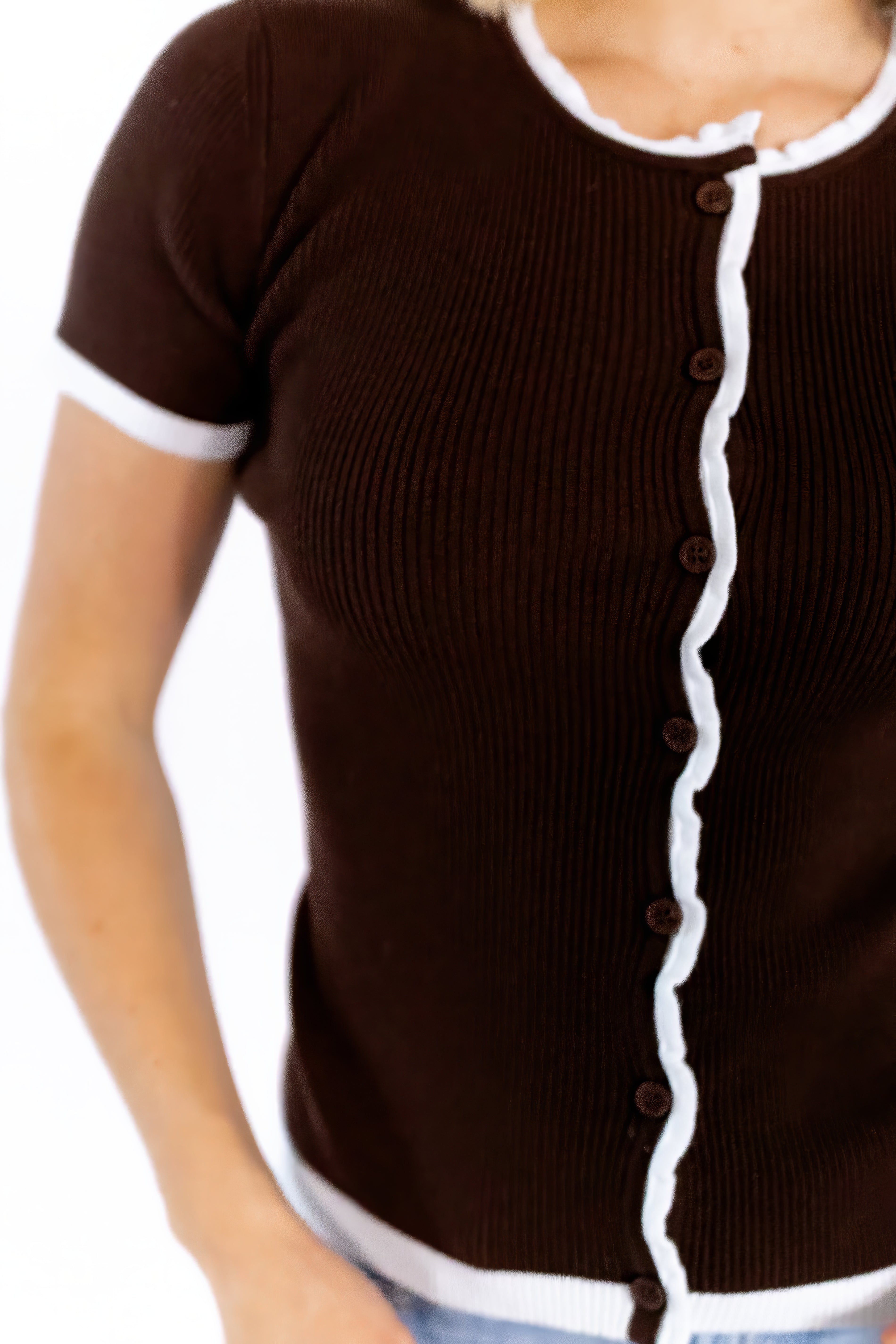 Coraline Ribbed Top · Brown