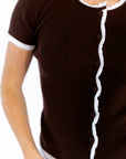 Coraline Ribbed Top · Brown