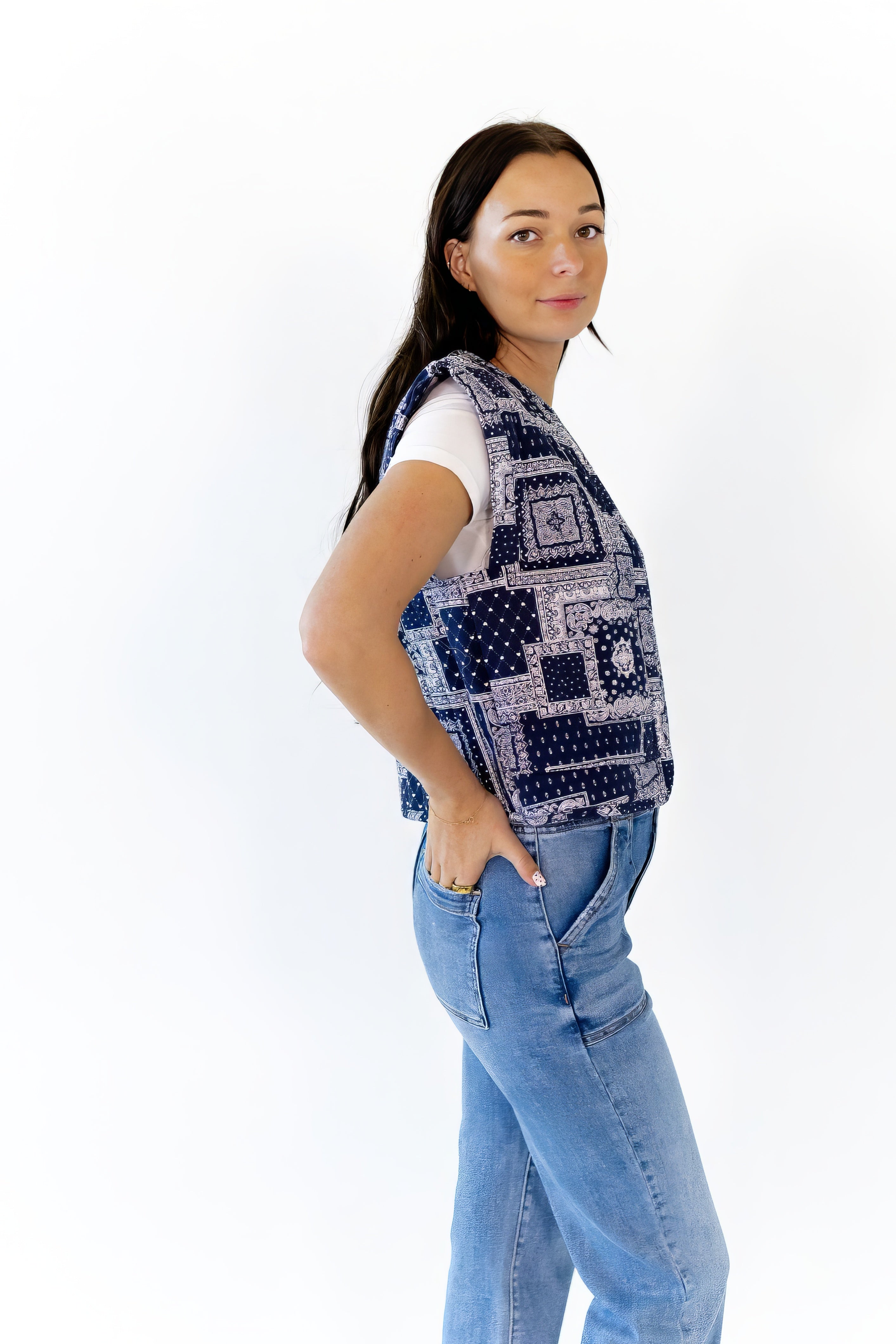 Alma Bandana Print Quilted Vest