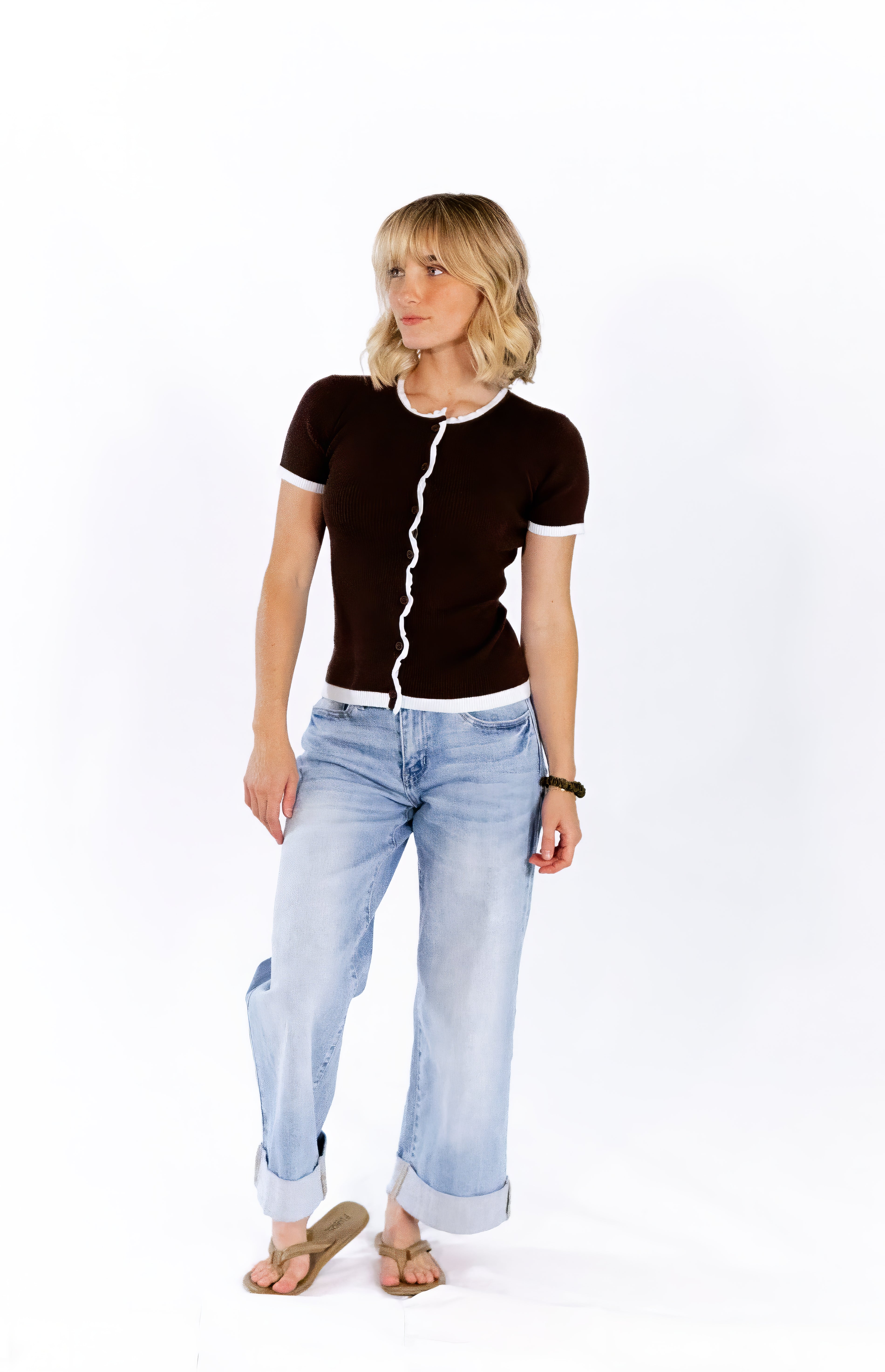 Coraline Ribbed Top · Brown