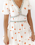 Nappa Embroidered Tiered Dress