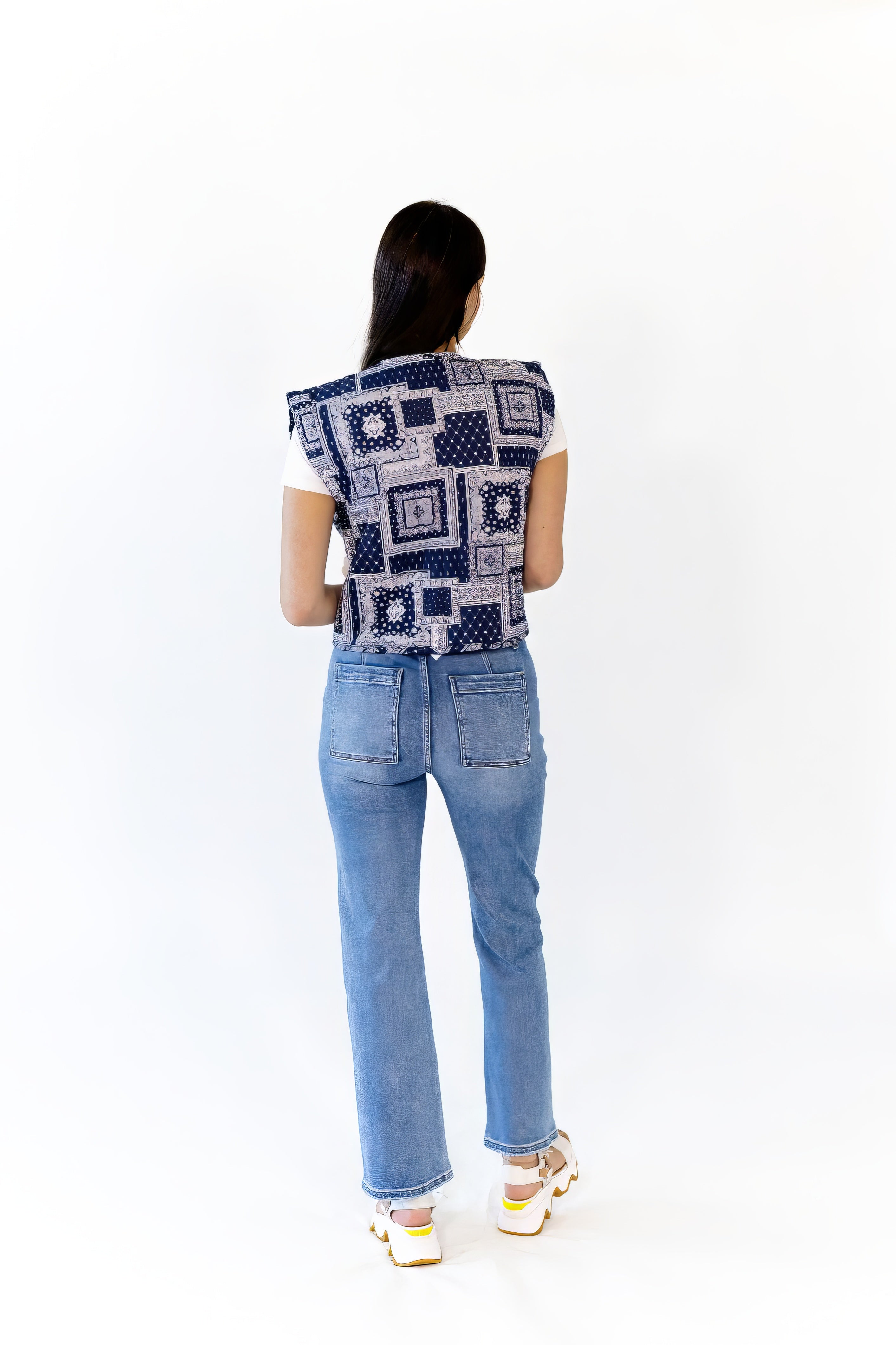 Alma Bandana Print Quilted Vest