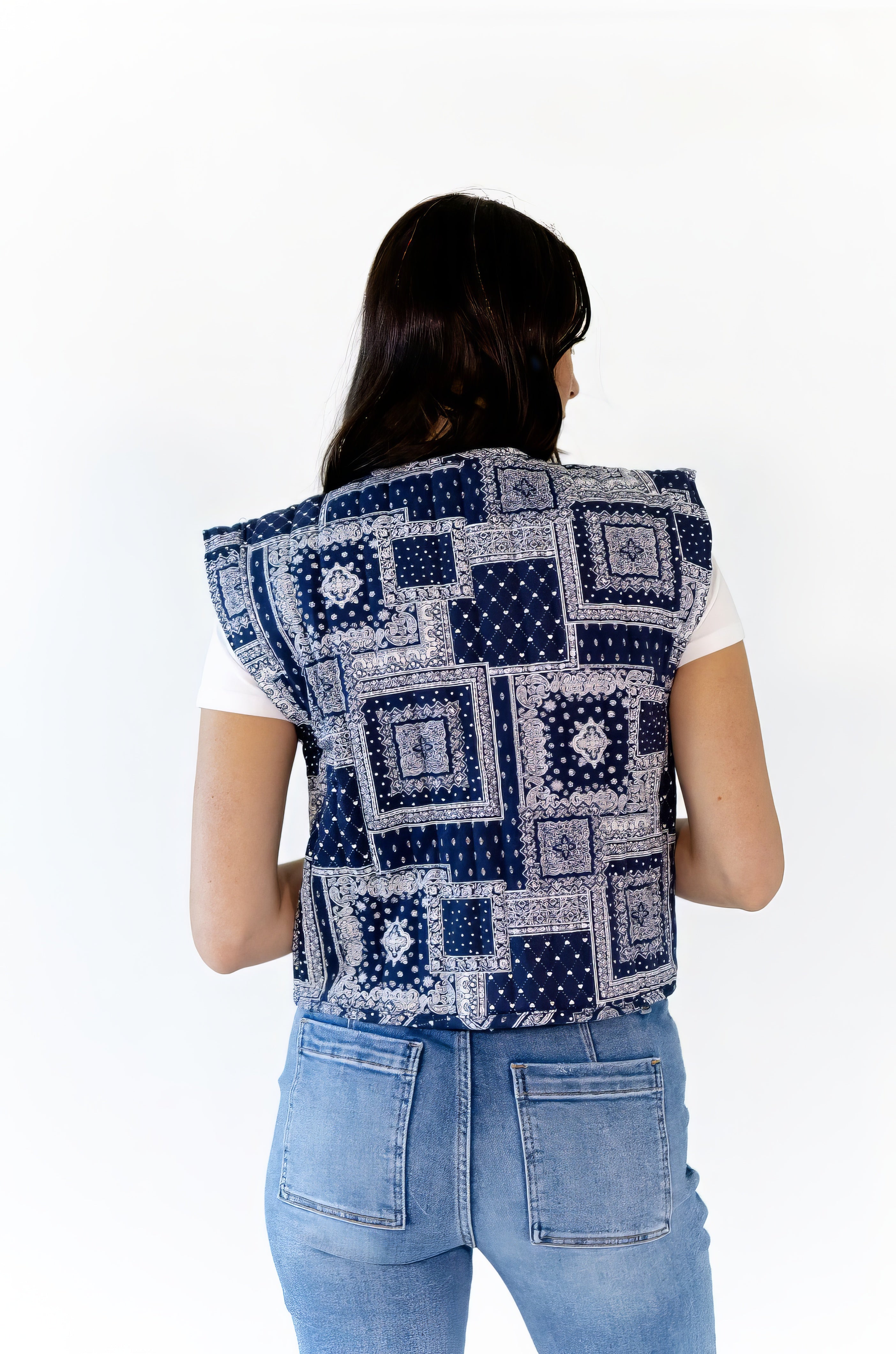 Alma Bandana Print Quilted Vest
