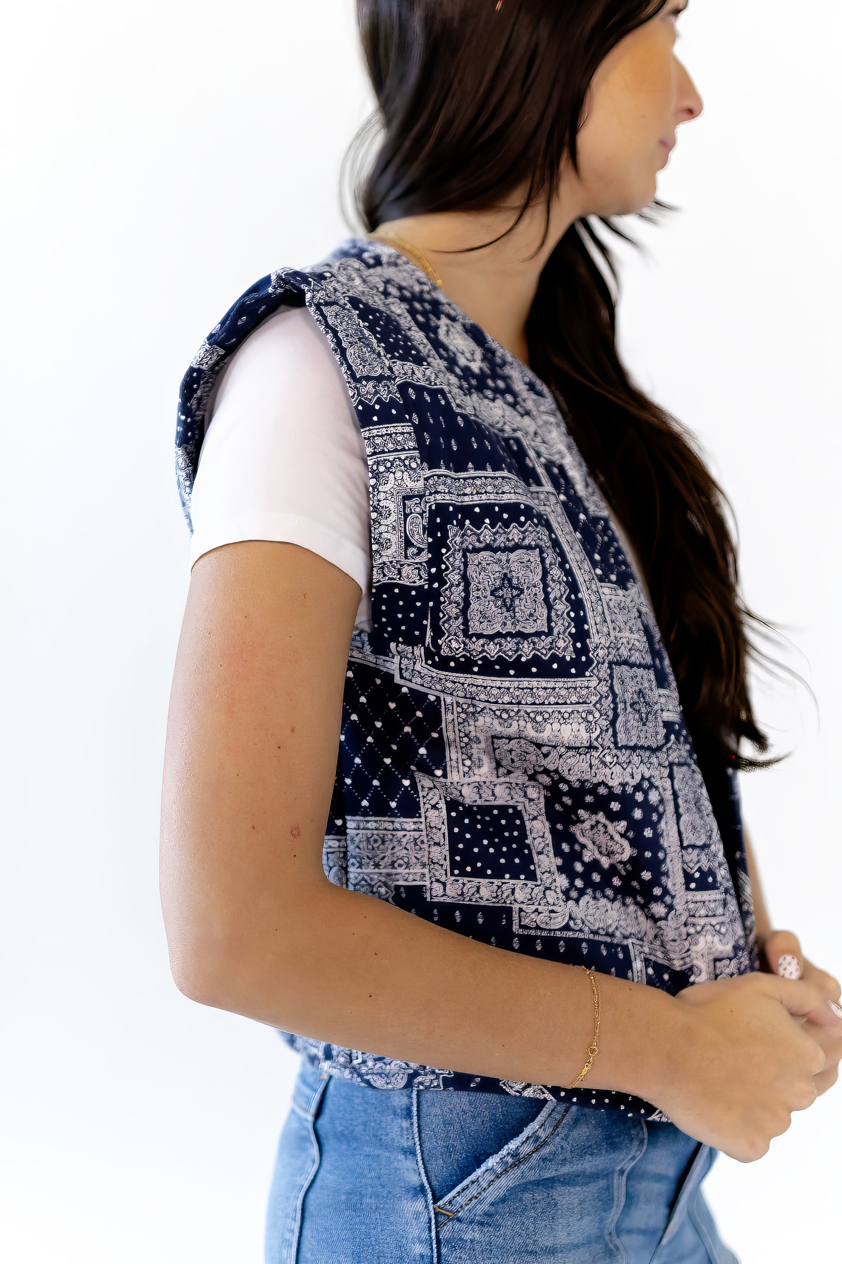 Alma Bandana Print Quilted Vest