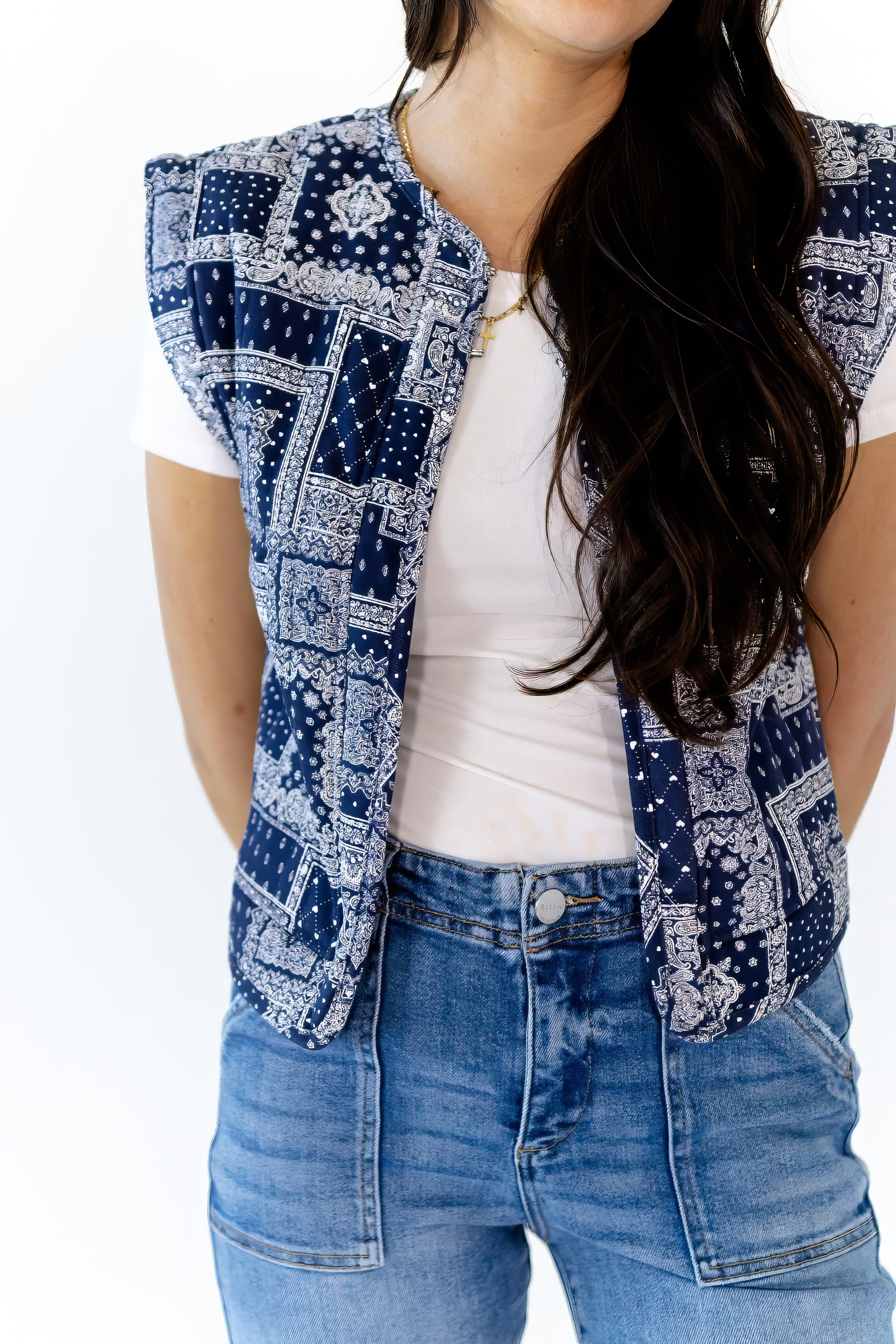 Alma Bandana Print Quilted Vest