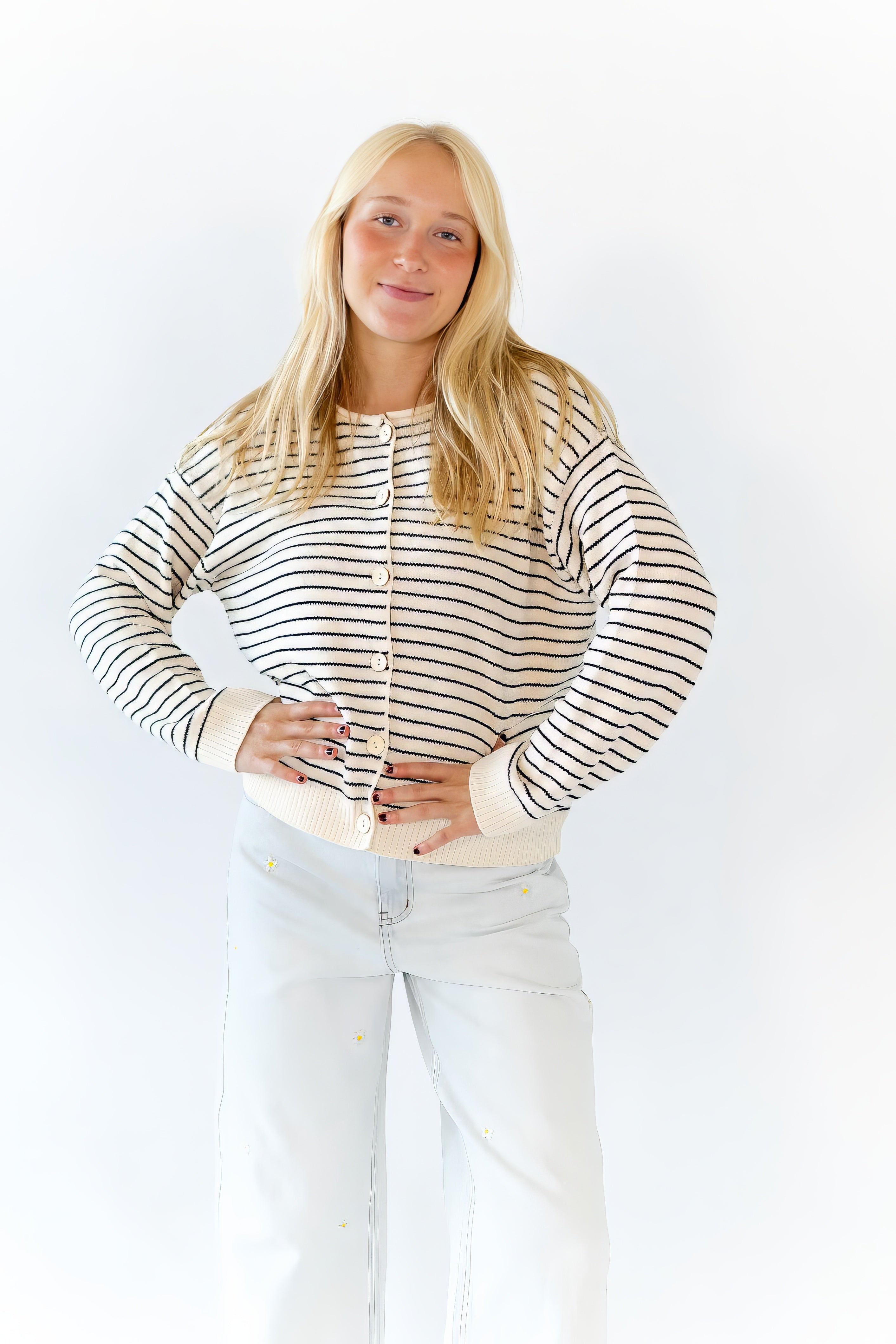 Ayo Striped Cardigan · Cream