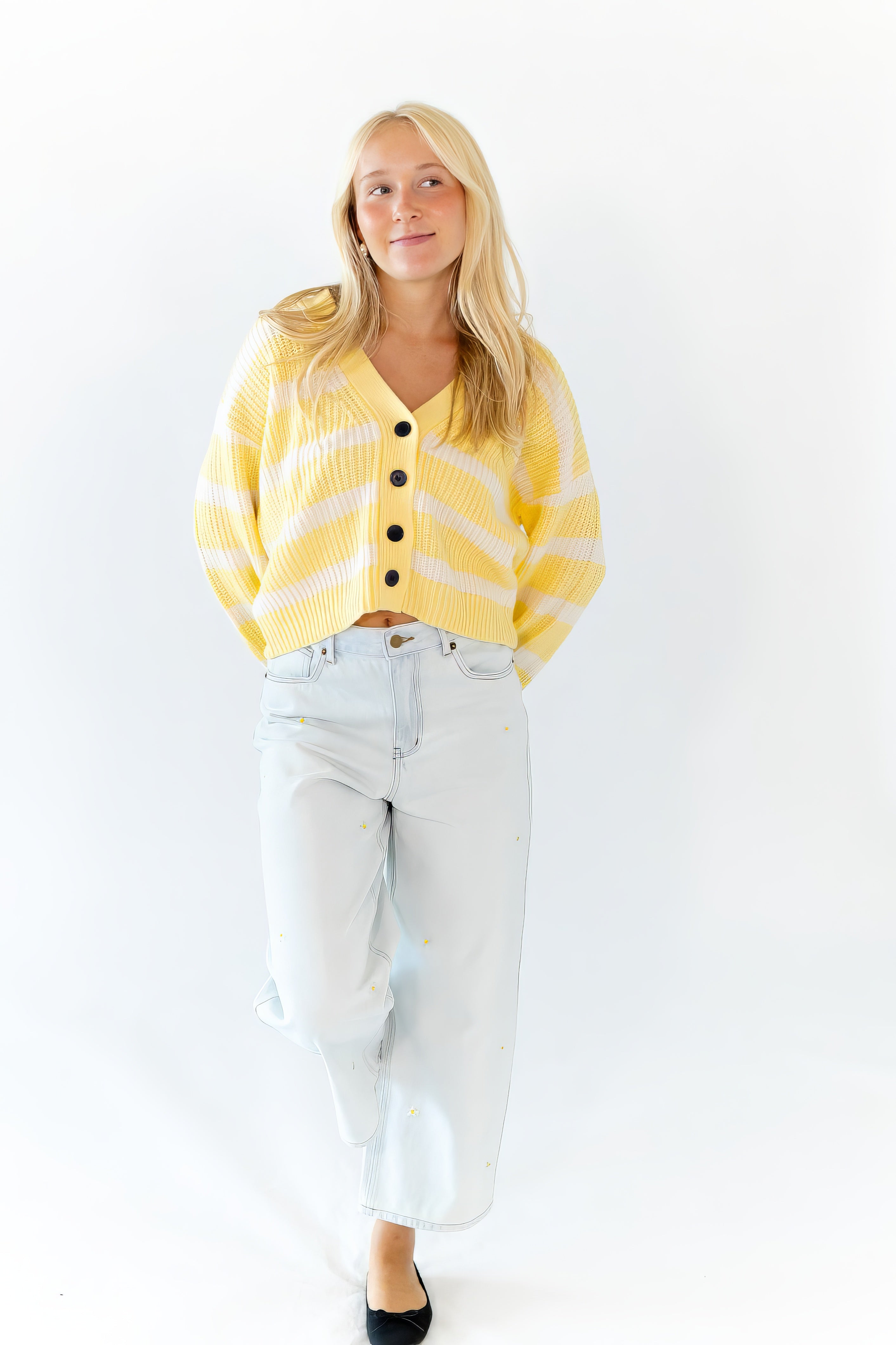 Haby Striped Button Up Cardigan