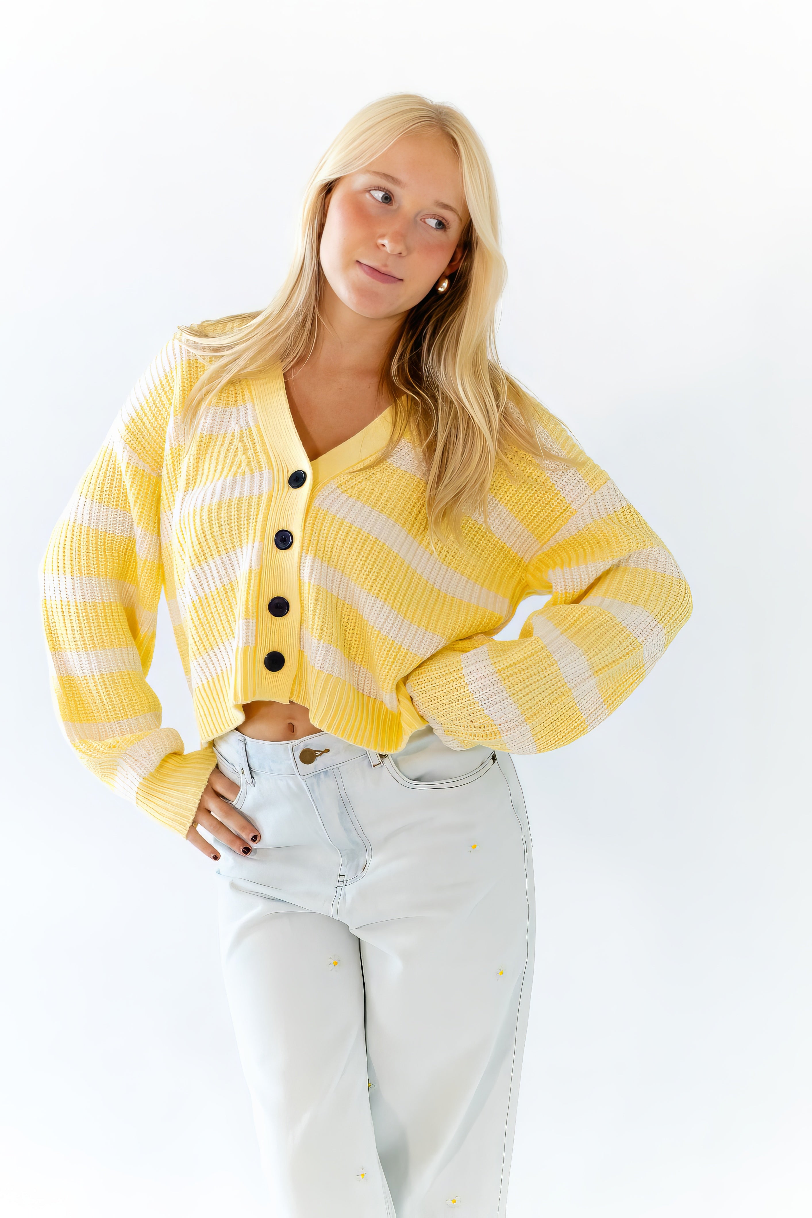 Haby Striped Button Up Cardigan