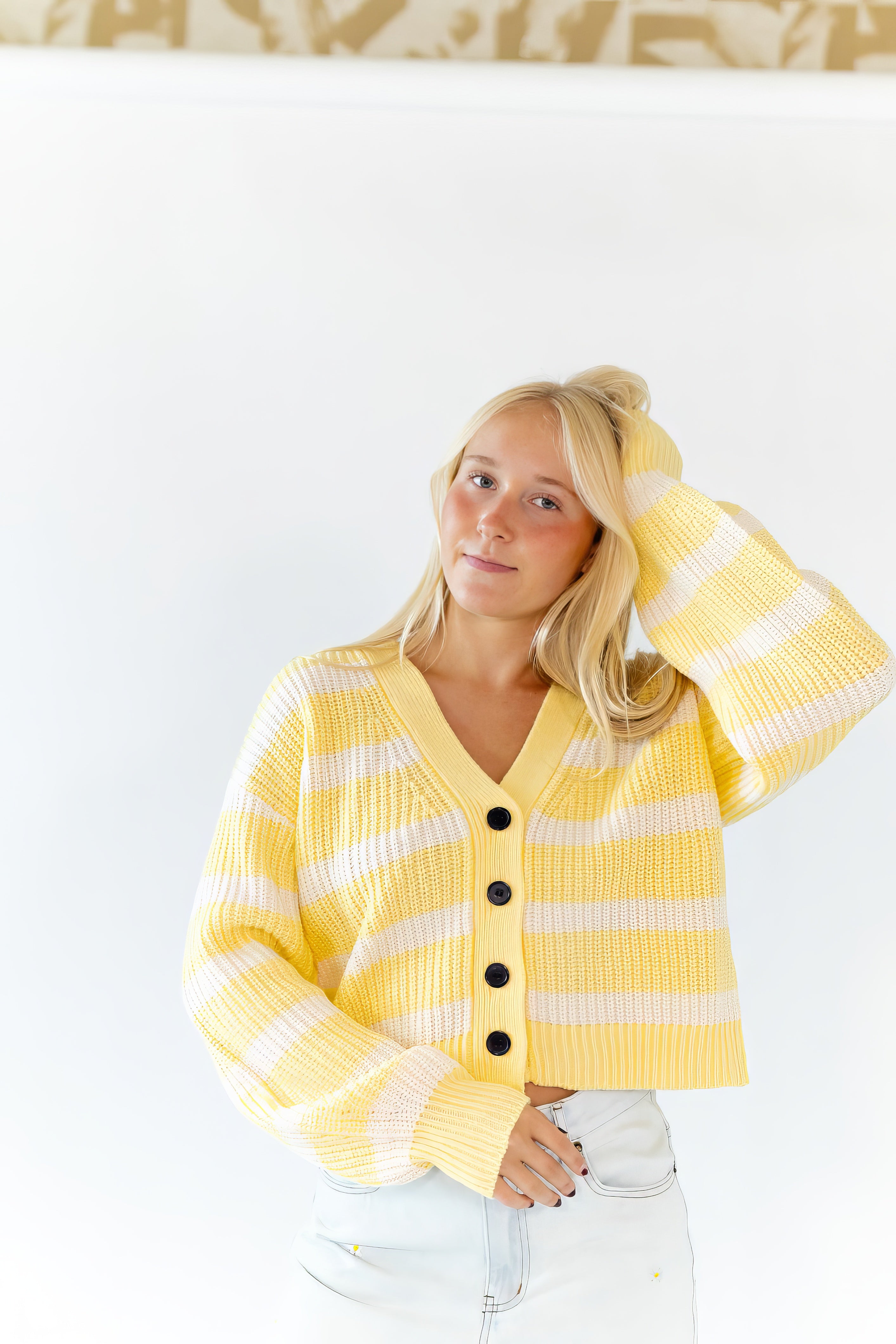 Haby Striped Button Up Cardigan