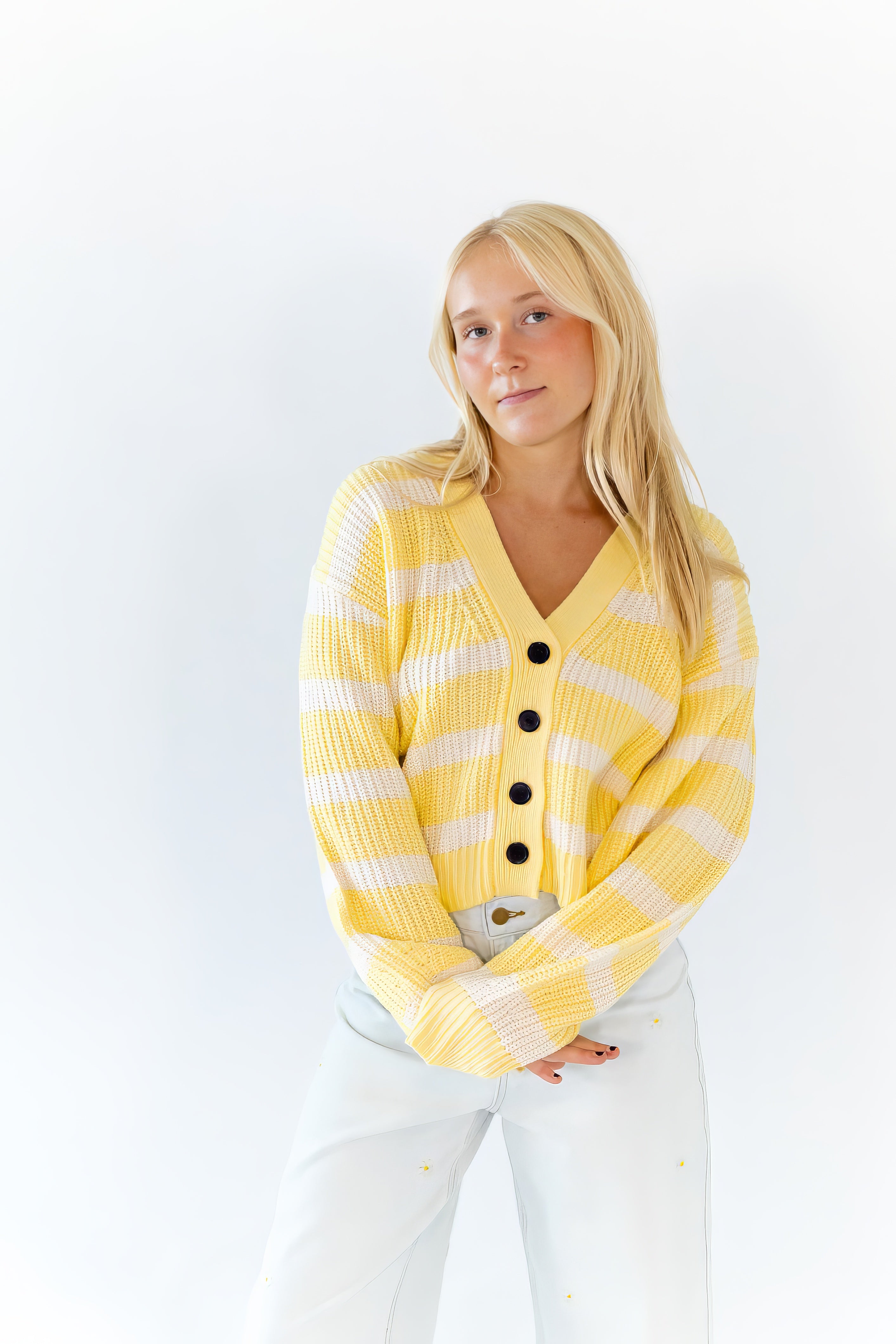 Haby Striped Button Up Cardigan