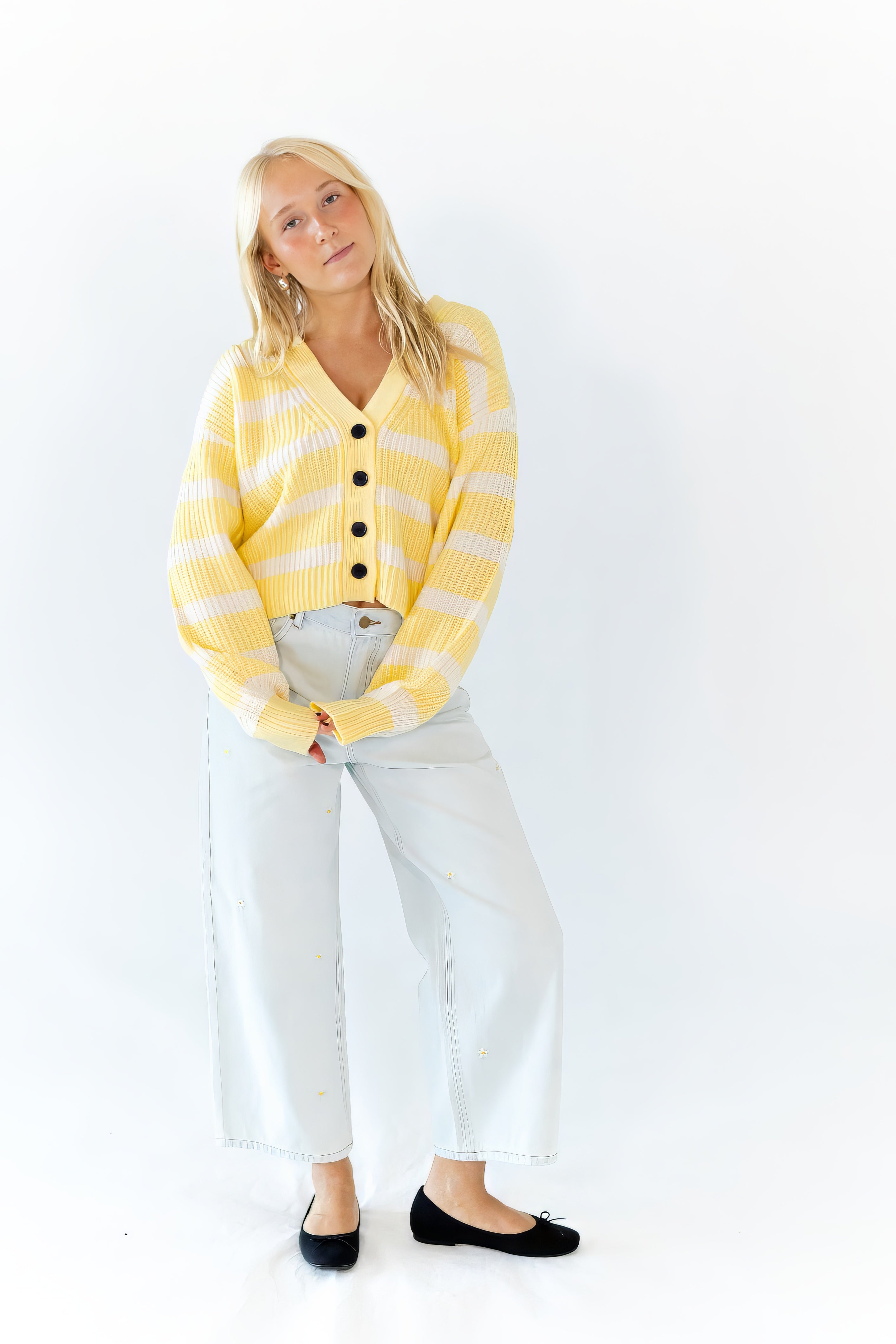 Haby Striped Button Up Cardigan