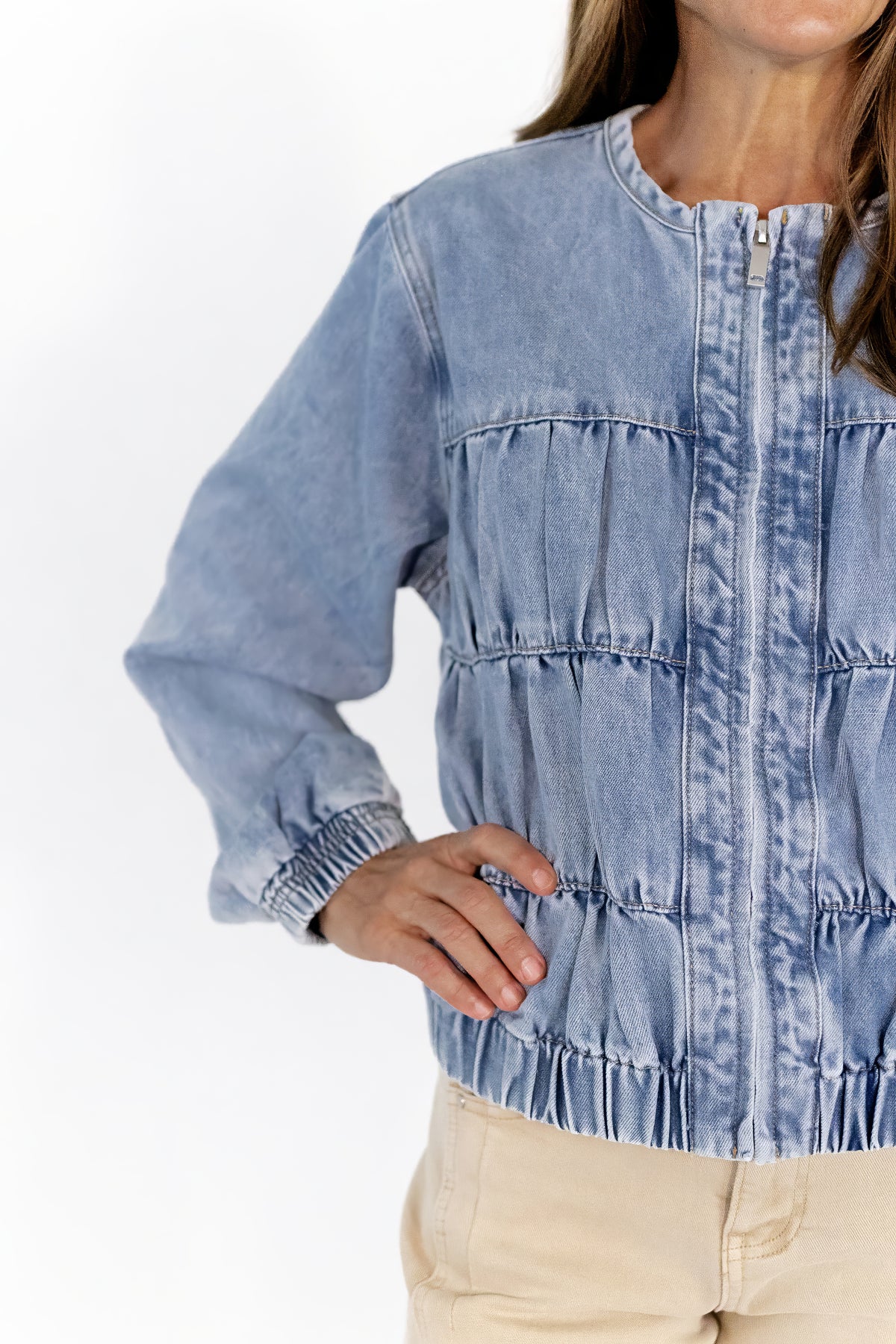 Jojo Ruched Denim Jacket