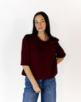 Ajen Braided Neckline Blouse · Wine