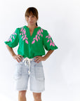 Greenery Embroidered Top