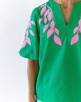 Greenery Embroidered Top