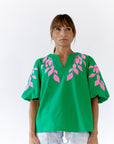 Greenery Embroidered Top