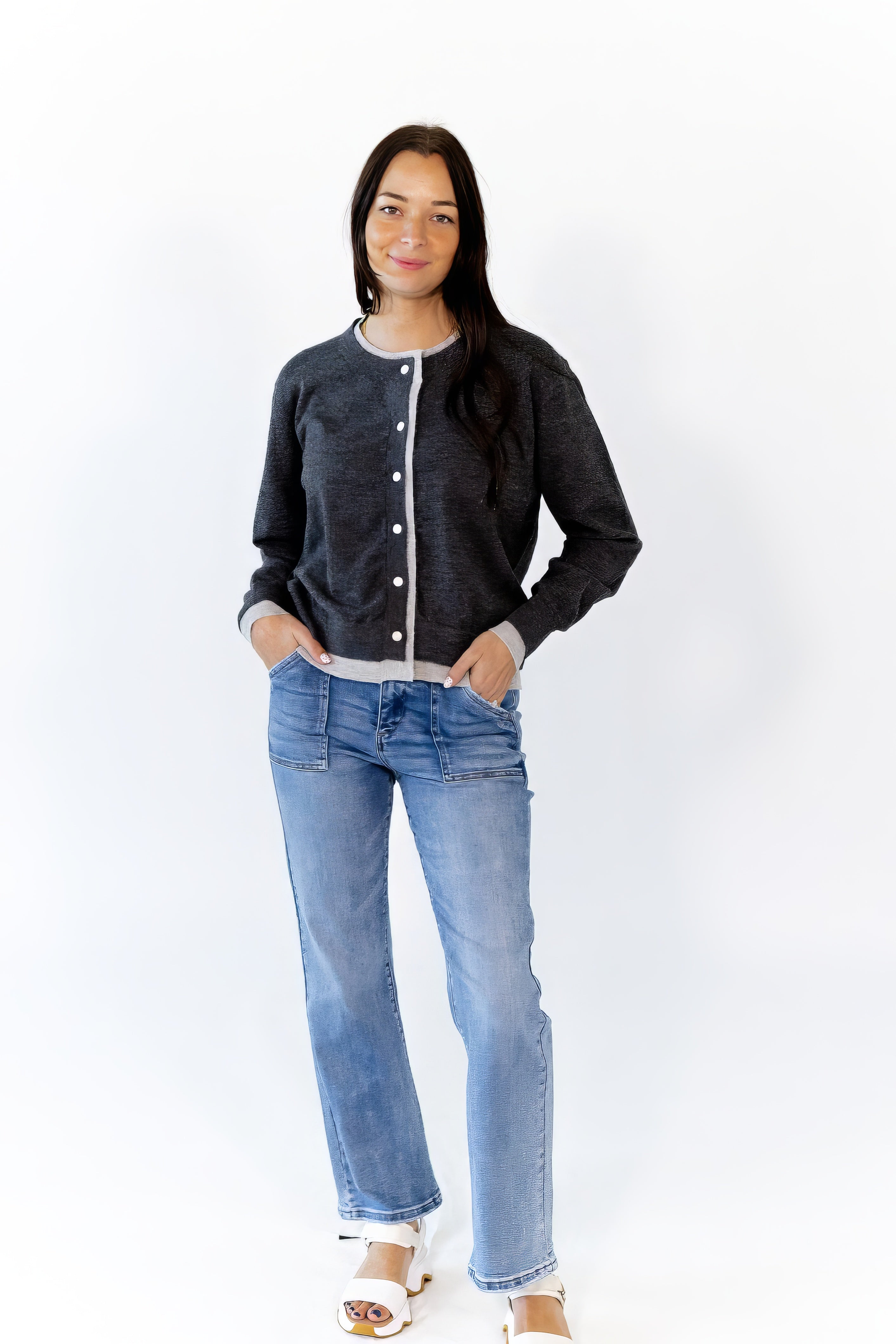 Laney Contrast Seam Cardigan