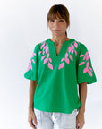 Greenery Embroidered Top