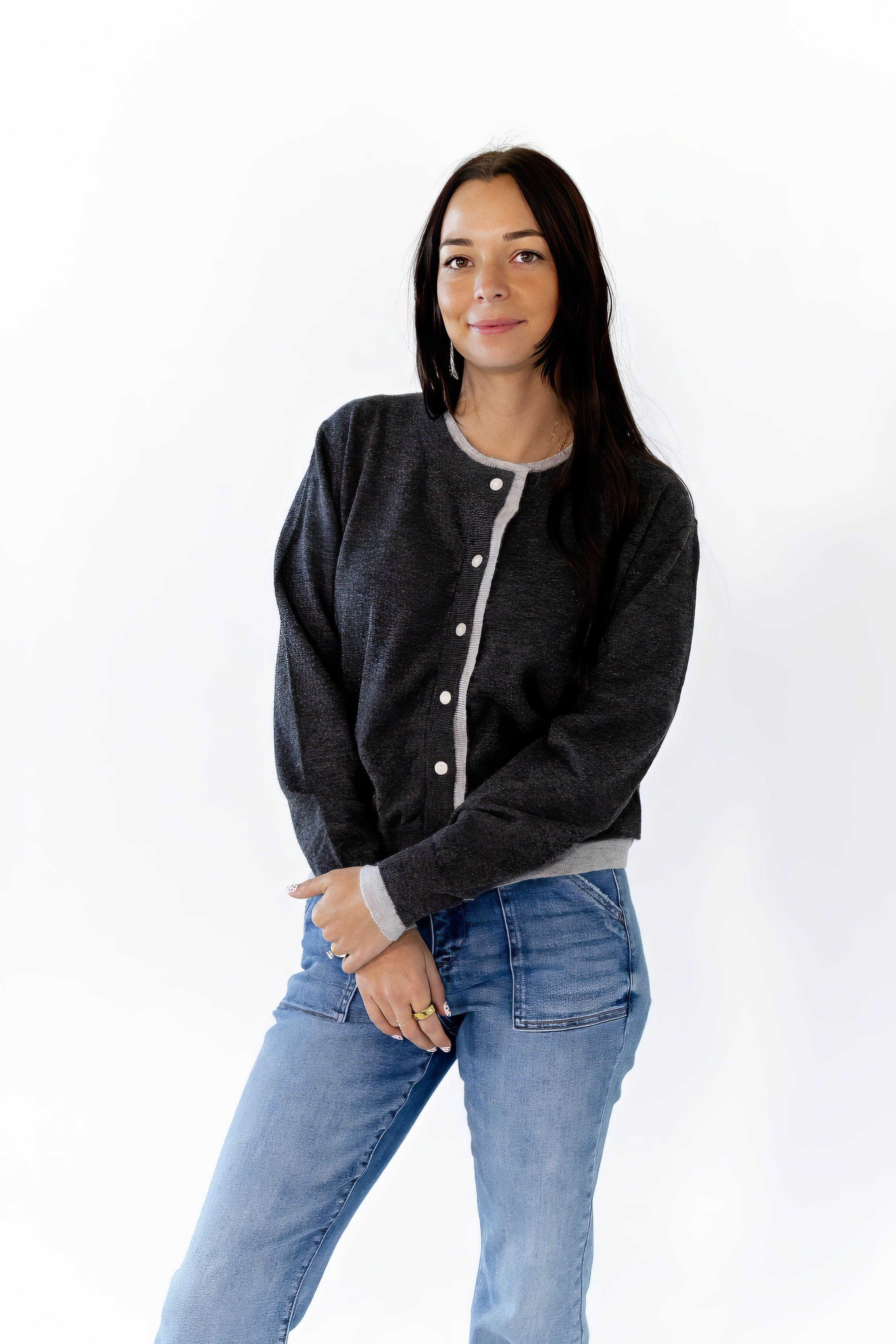 Laney Contrast Seam Cardigan
