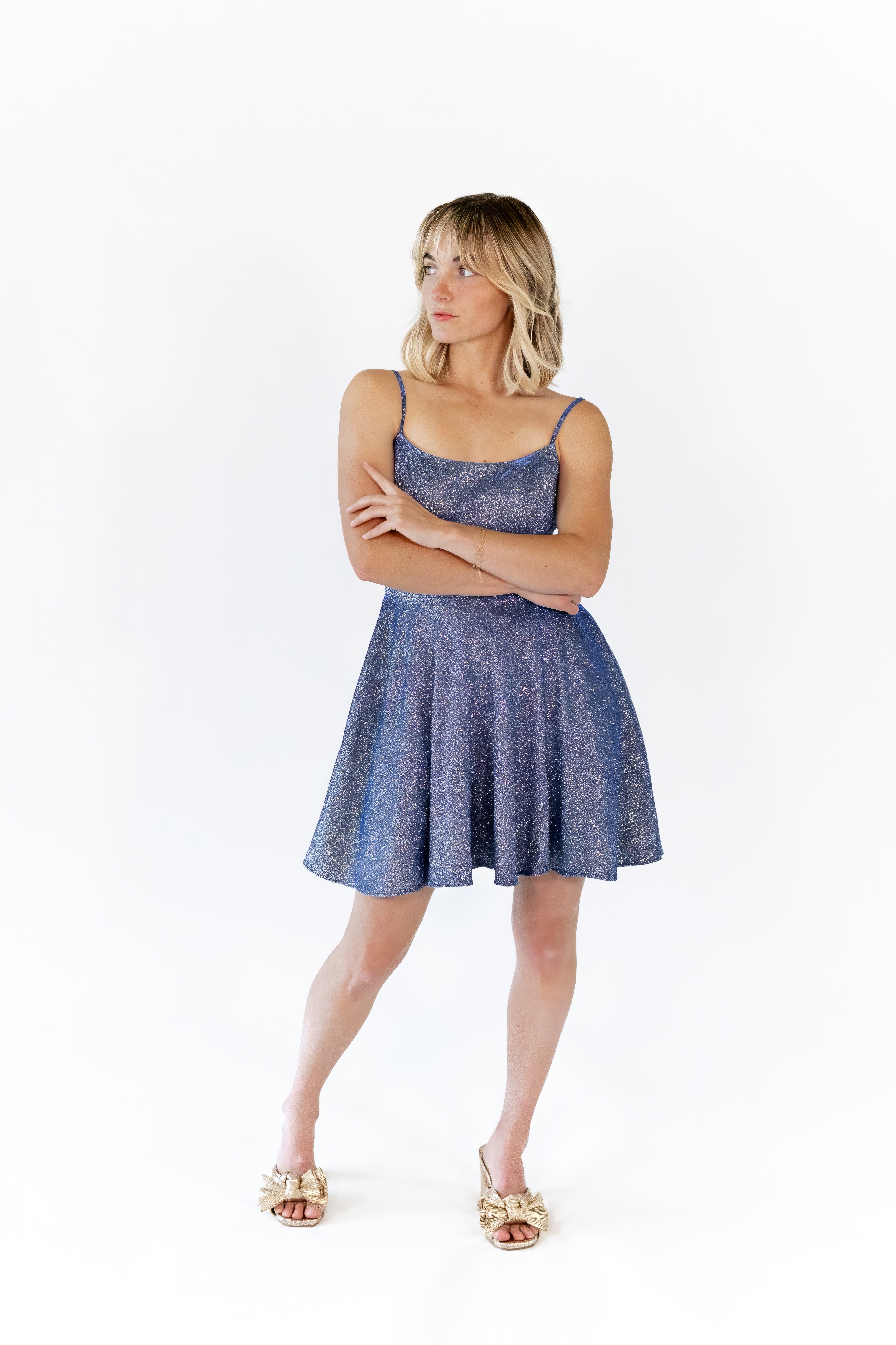 Alyna Glitter Mini Dress · Navy