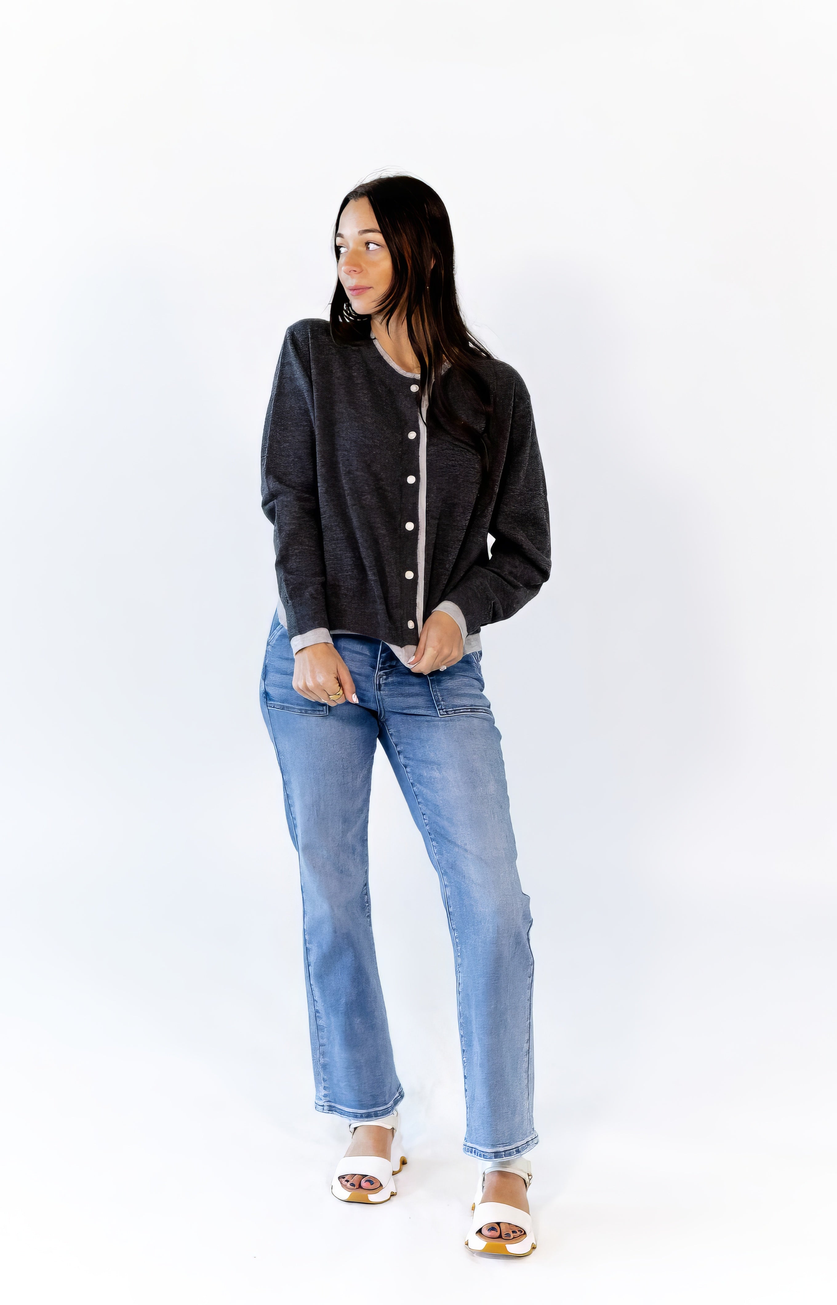 Laney Contrast Seam Cardigan