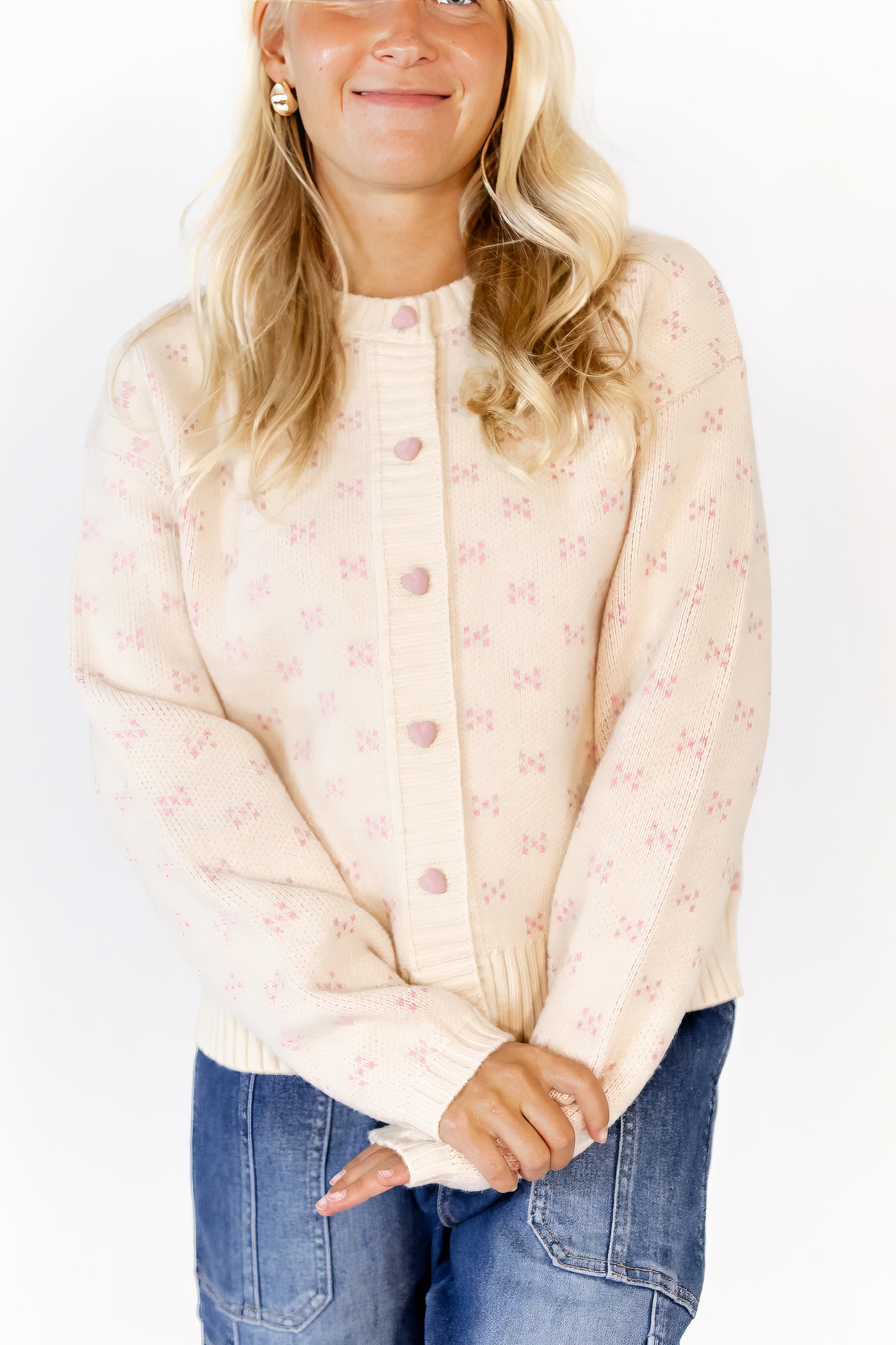 Tabby Heart Button Cardigan