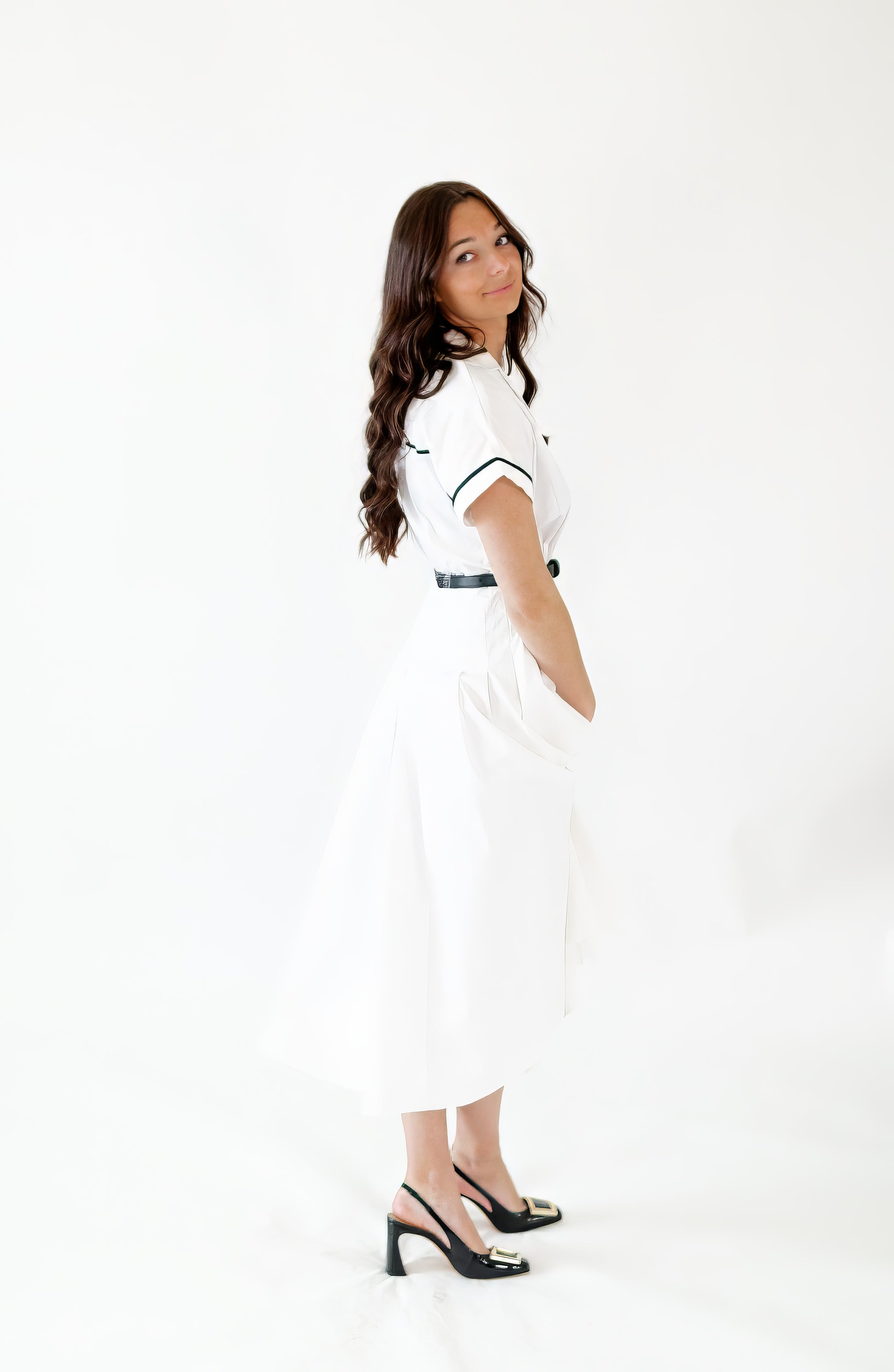 Cressida Piped Belted Midi Dress