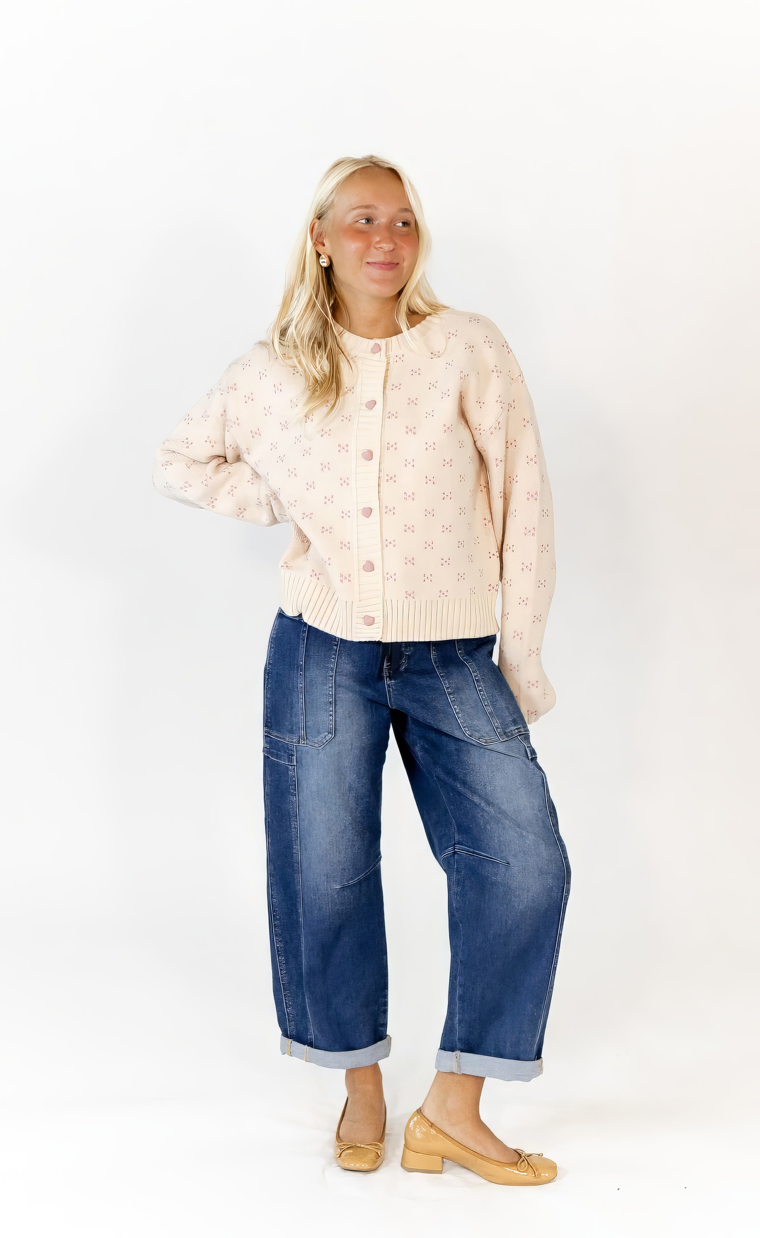 Tabby Heart Button Cardigan