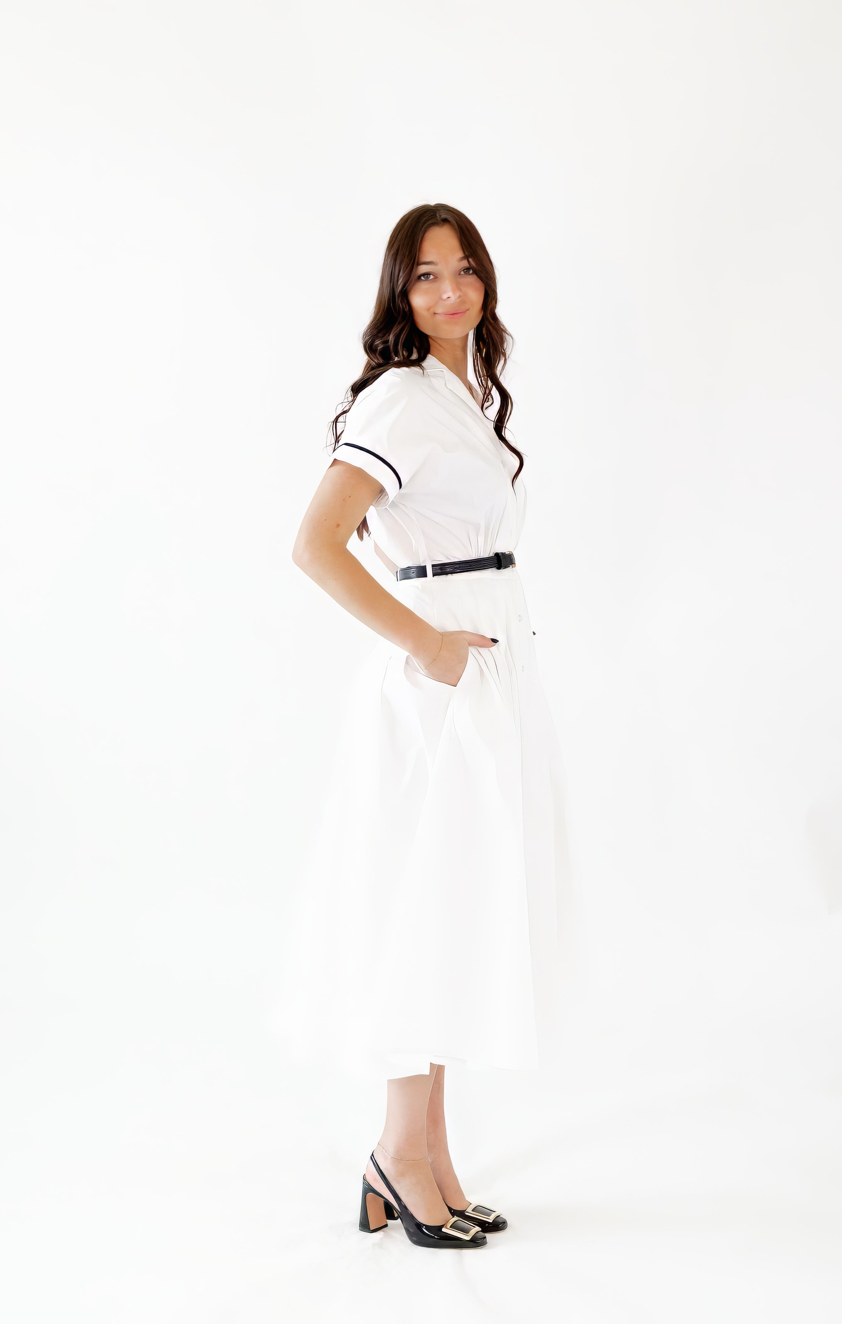 Cressida Piped Belted Midi Dress